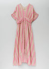 Cotton Stripe Waist Gather Dress