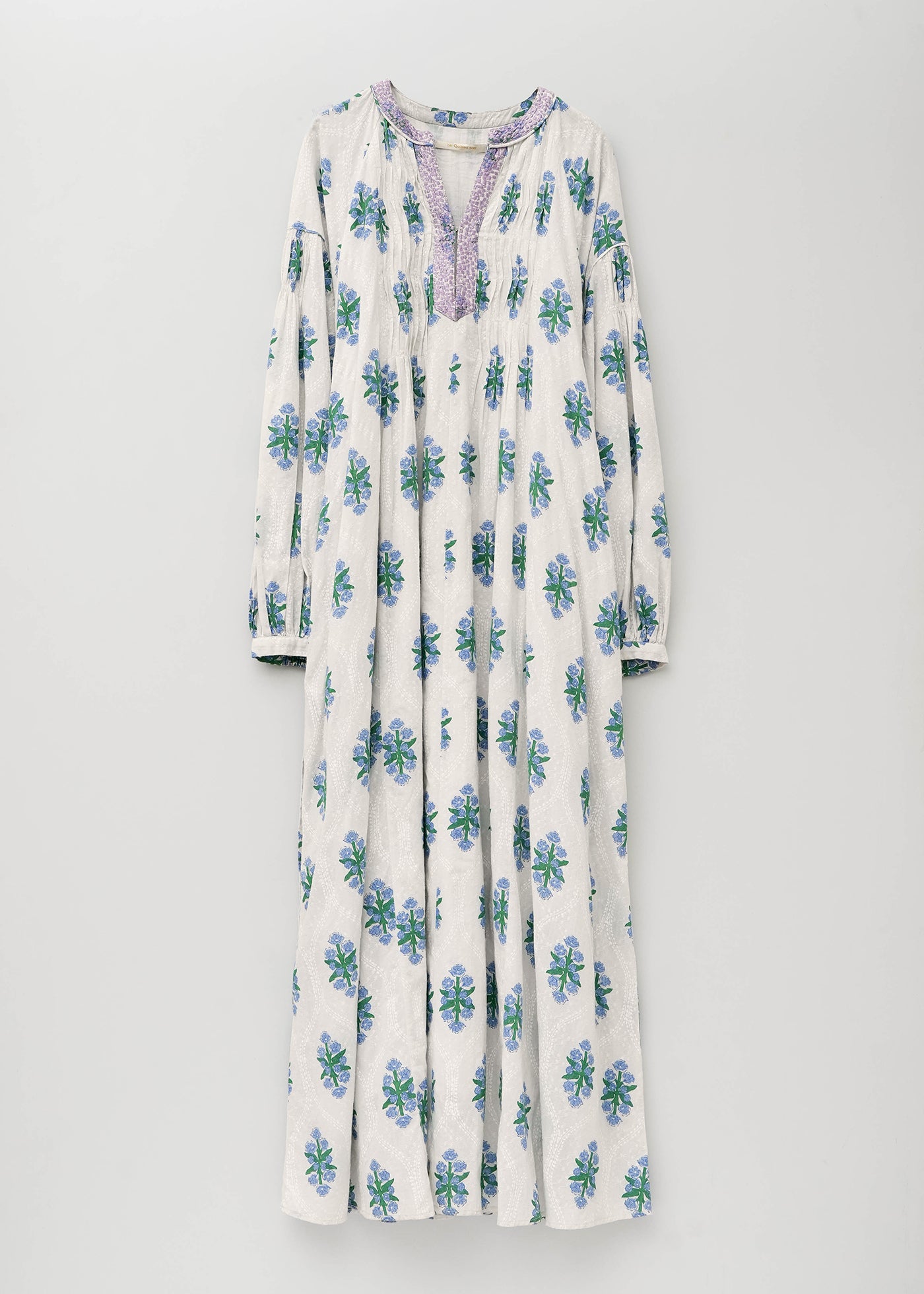 Cotton Jacquard Iberis Print Pintuck Dress