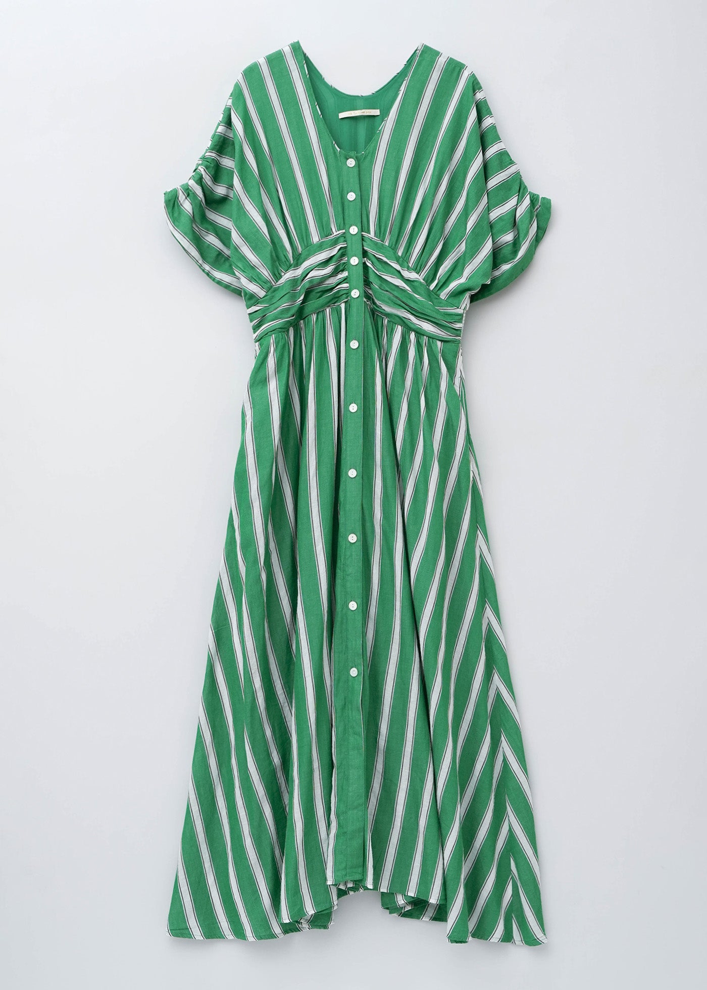 【3/4 10時発売】Cotton Voile Stripe Waist Gather Dress