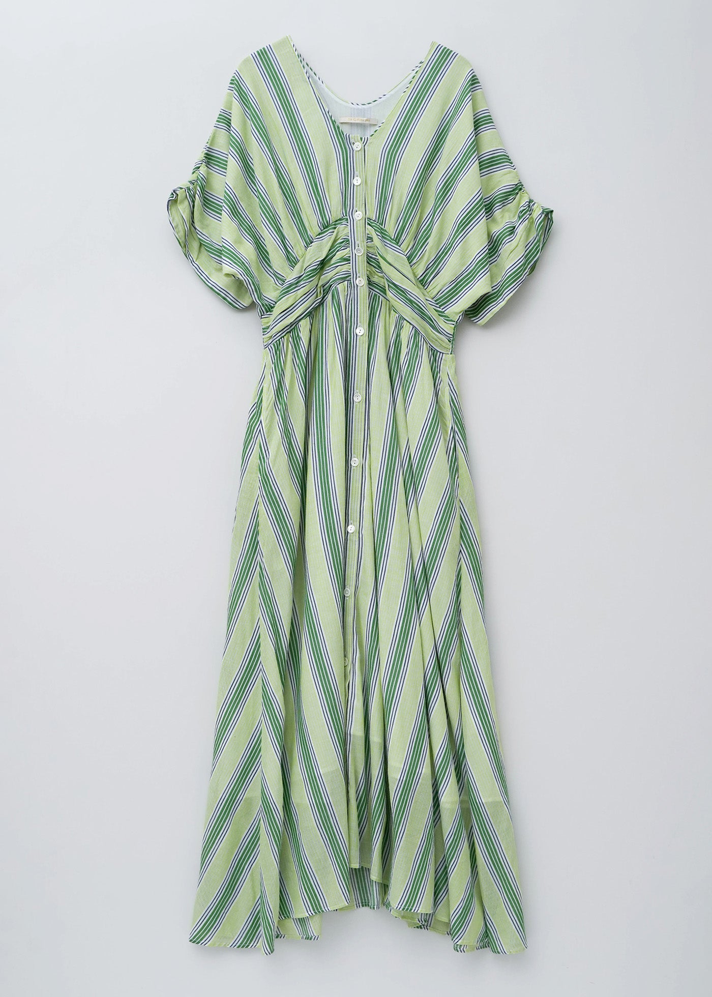 【3/4 10時発売】Cotton Voile Stripe Waist Gather Dress