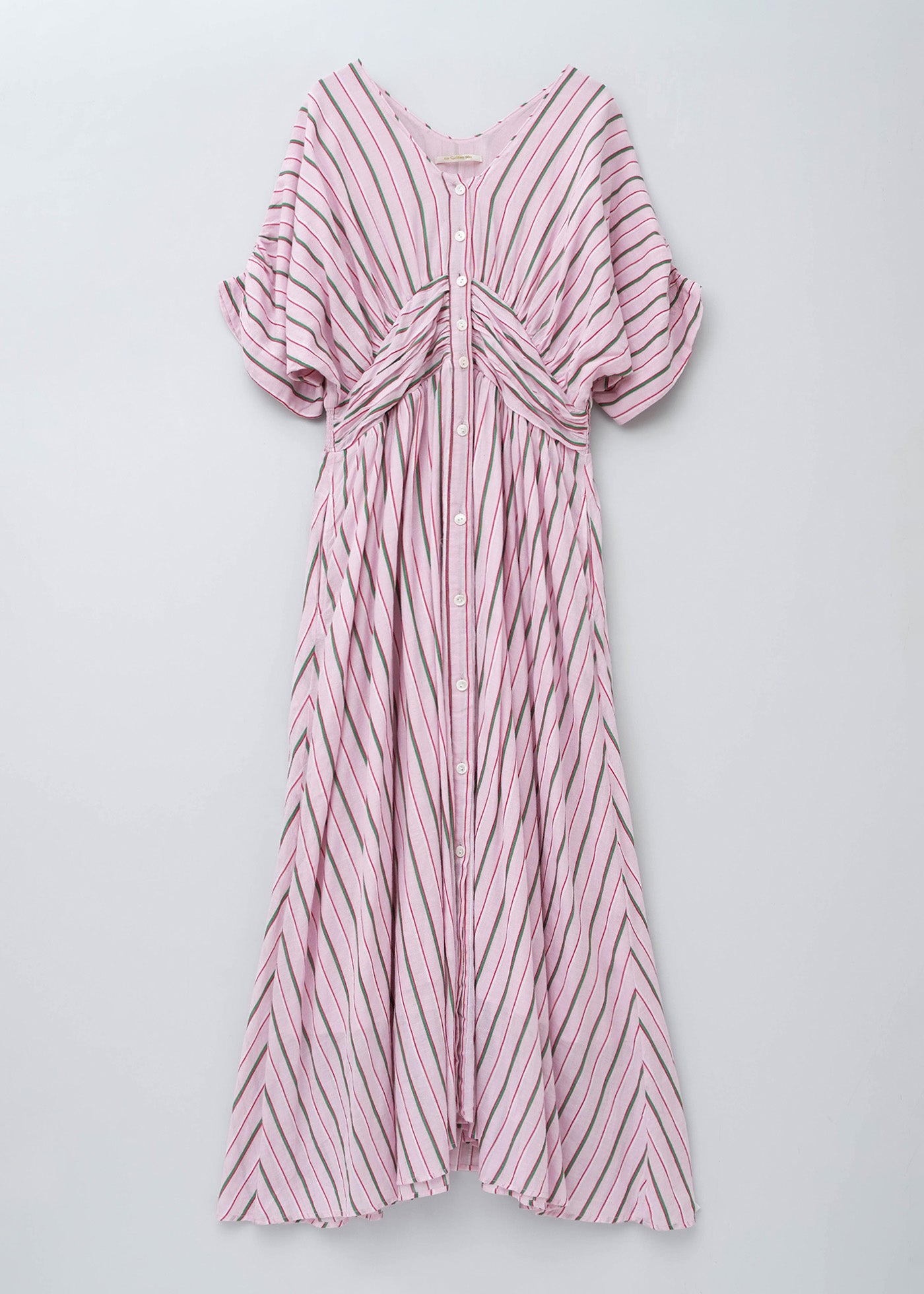 【3/4 10時発売】Cotton Voile Stripe Waist Gather Dress