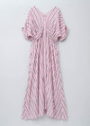 【3/4 10時発売】Cotton Voile Stripe Waist Gather Dress