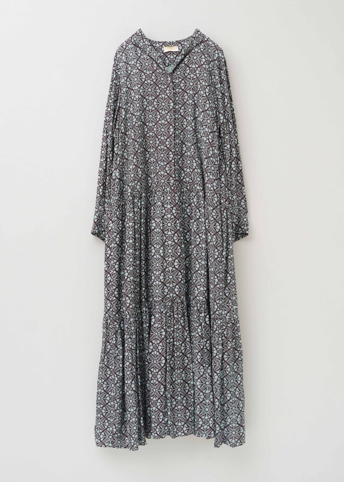 Shantoon Botanical Tile Print Tiered Dress