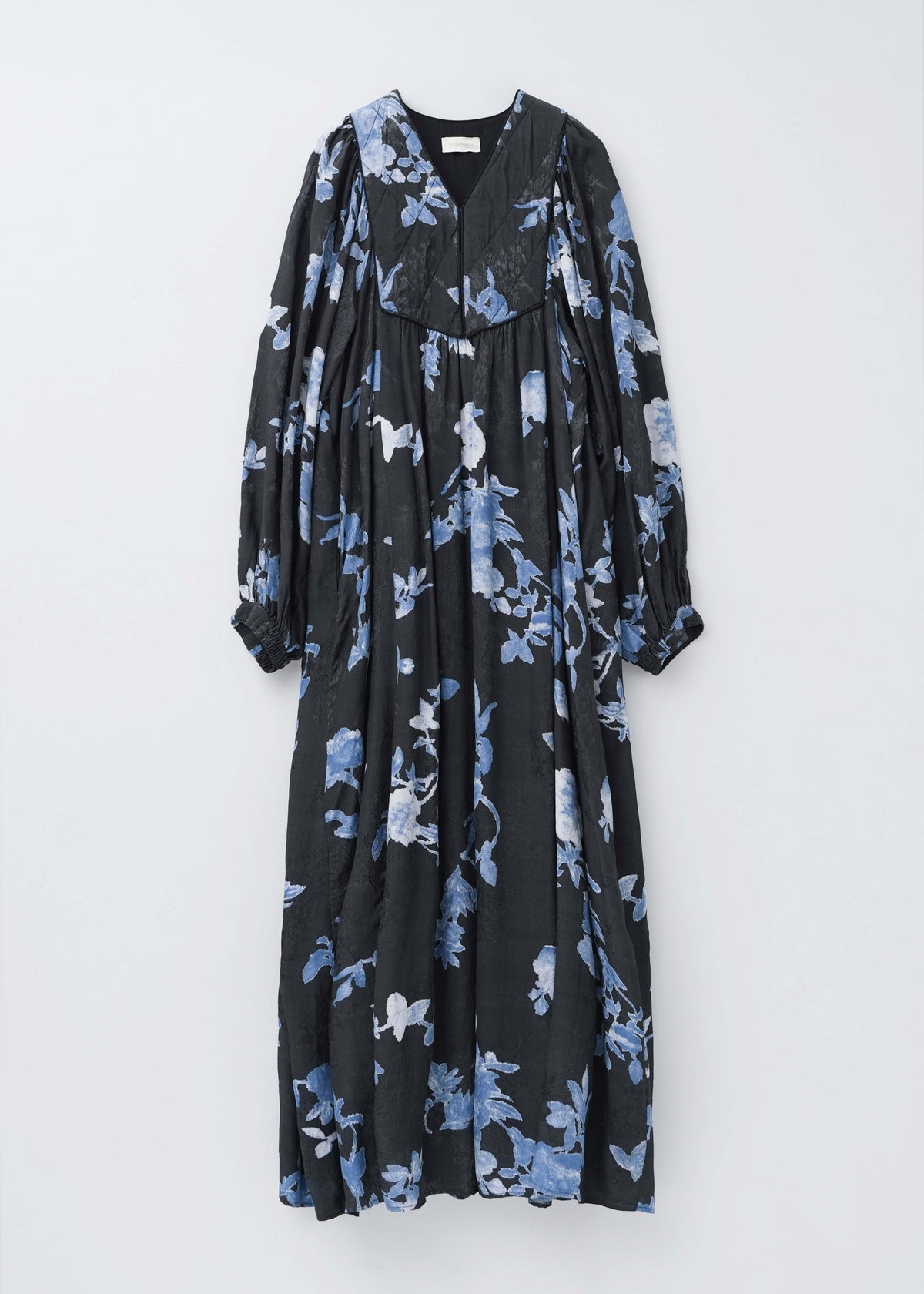 Rayon Jacquard Rose Print Yoke Dress