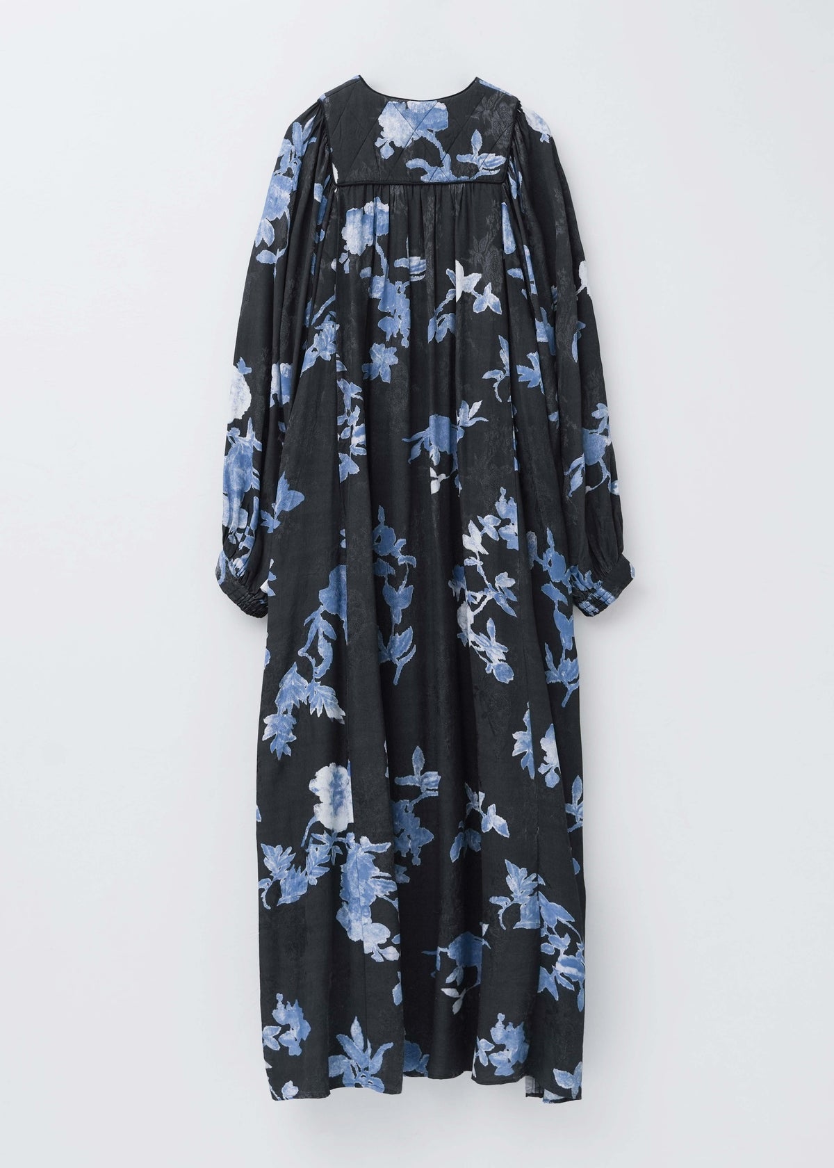 Rayon Jacquard Rose Print Yoke Dress