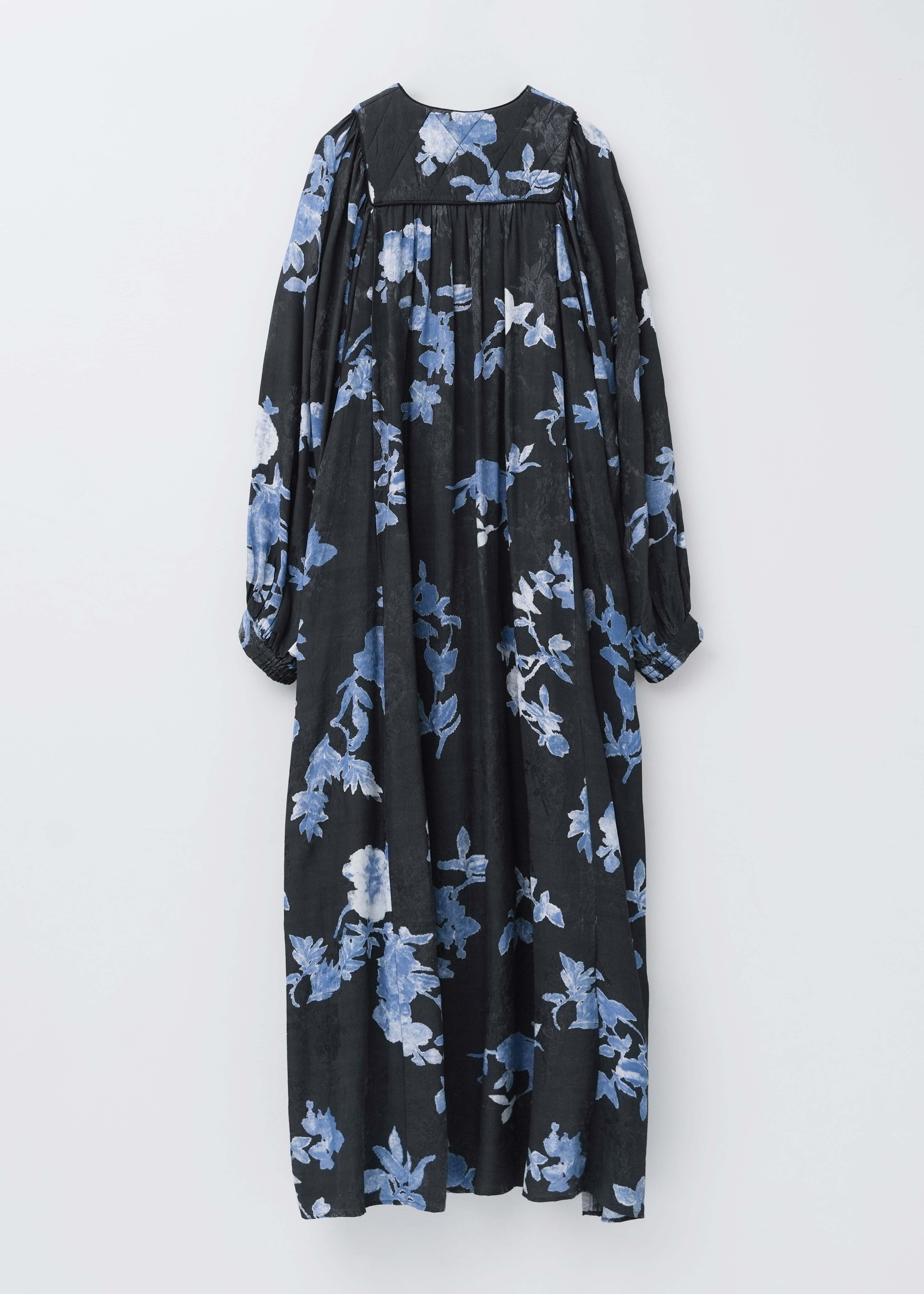 【9月下旬お届け予定】Rayon Jacquard Rose Print Yoke Dress