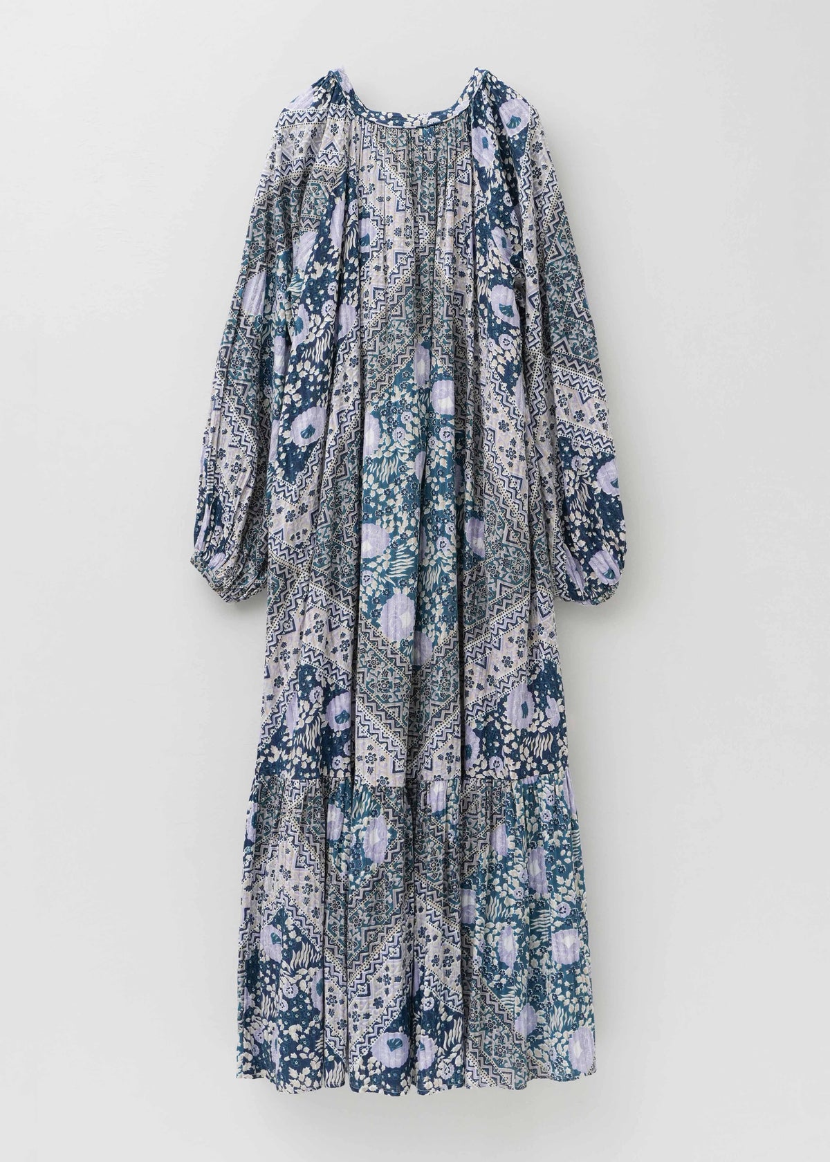 Cotton Lurex Floral Scarf Print Dress