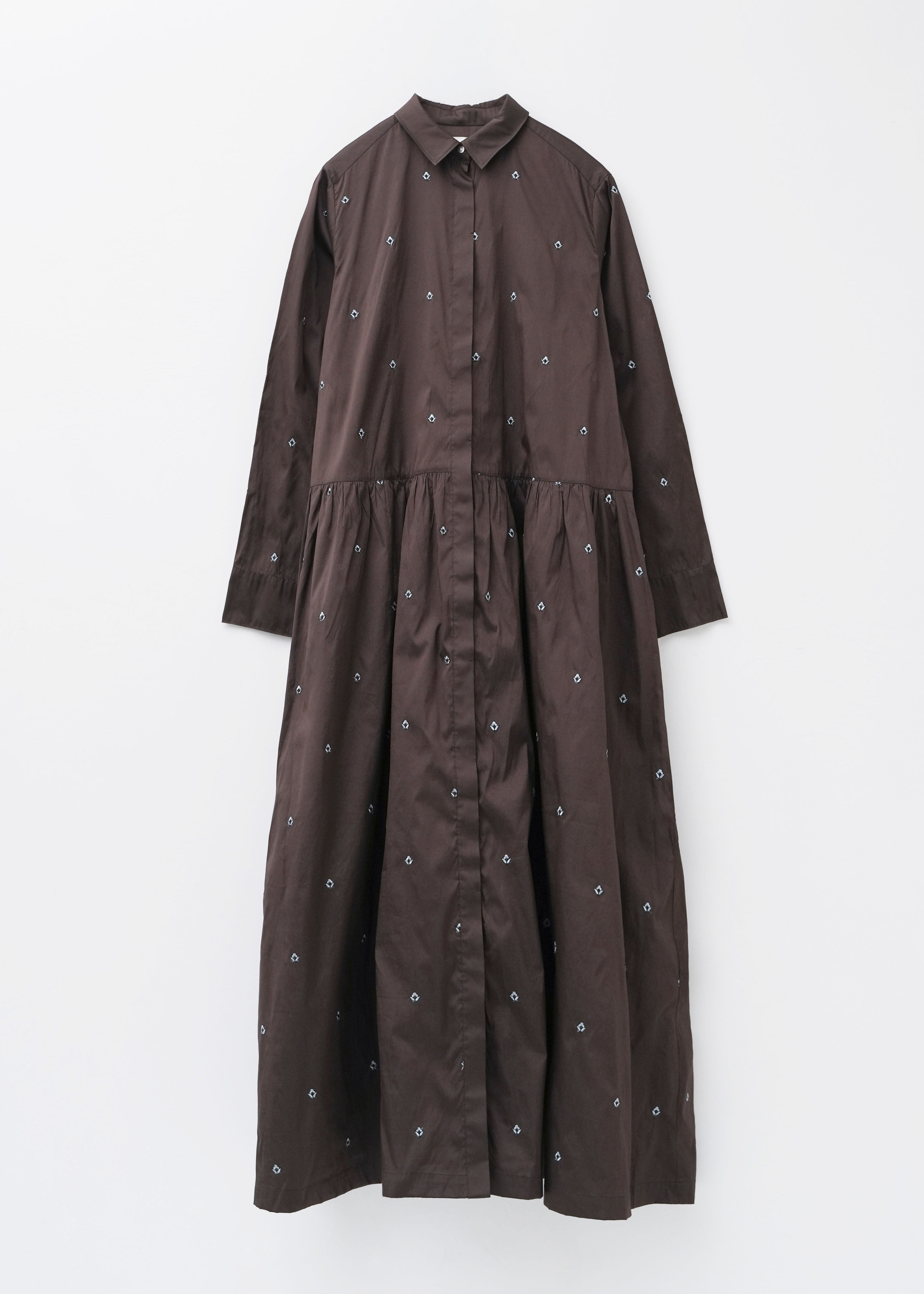 【10月中旬お届け予定】Poly Dupion Small Kali Embroidery Shirts Dress