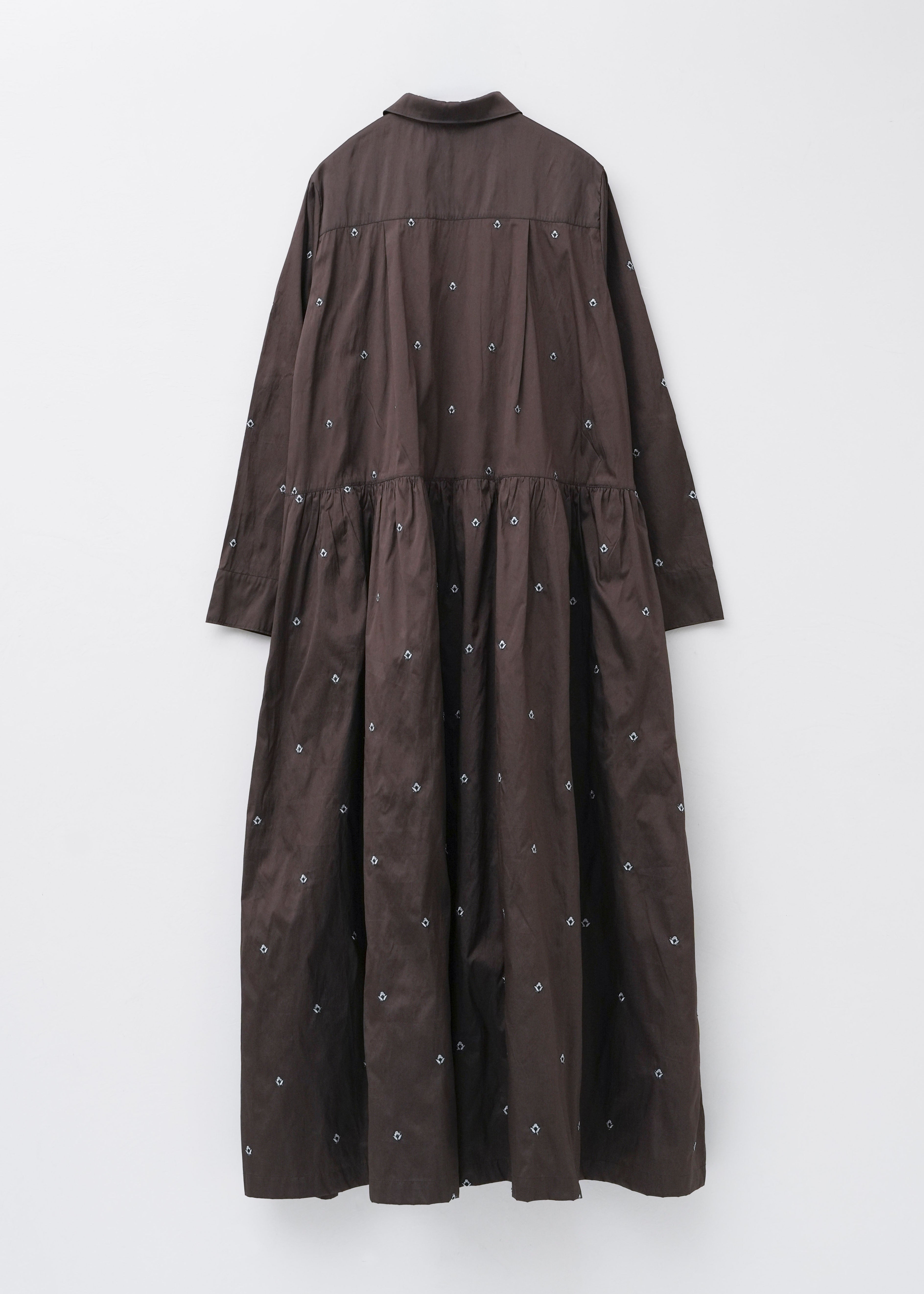 【10月中旬お届け予定】Poly Dupion Small Kali Embroidery Shirts Dress