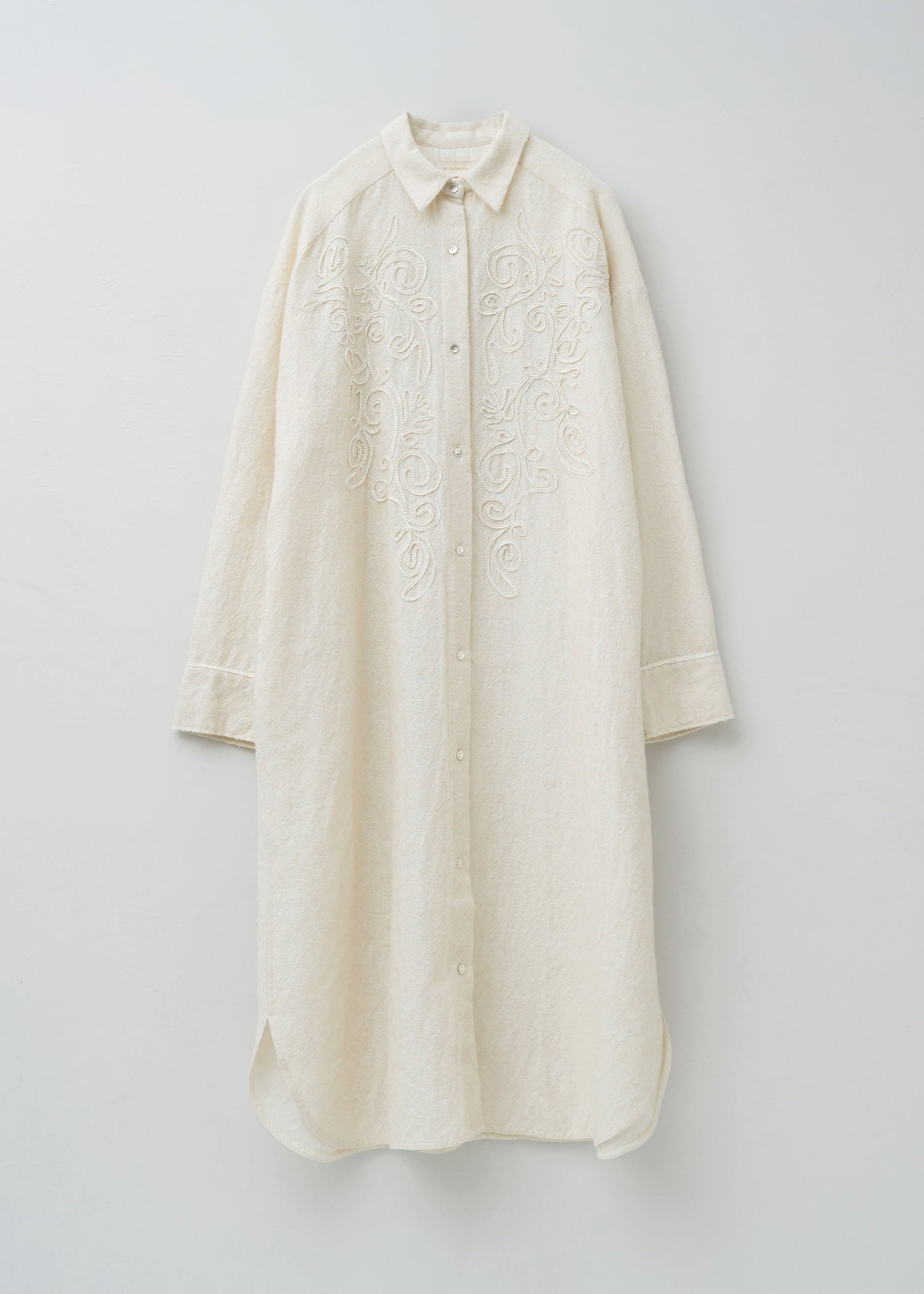 【10月上旬お届け予定】Wool Jacquard Embroidery Shirt Dress
