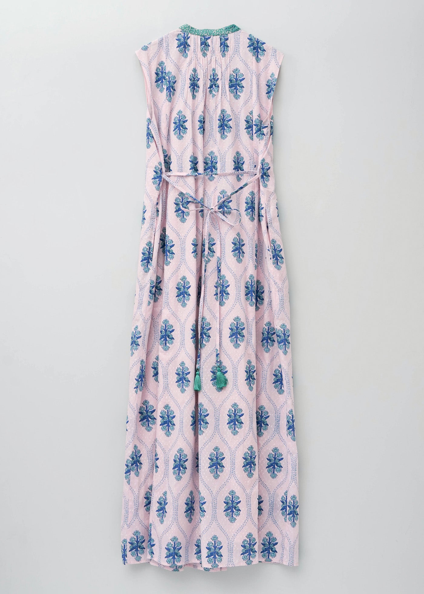 Cotton Jacquard Iberis Print Embroidery Sleeveless Dress | Pasand