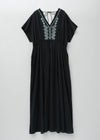 Cotton Dobby Cross Stitch Embroidery French Sleeve Dress