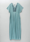 Cotton Dobby Cross Stitch Embroidery French Sleeve Dress