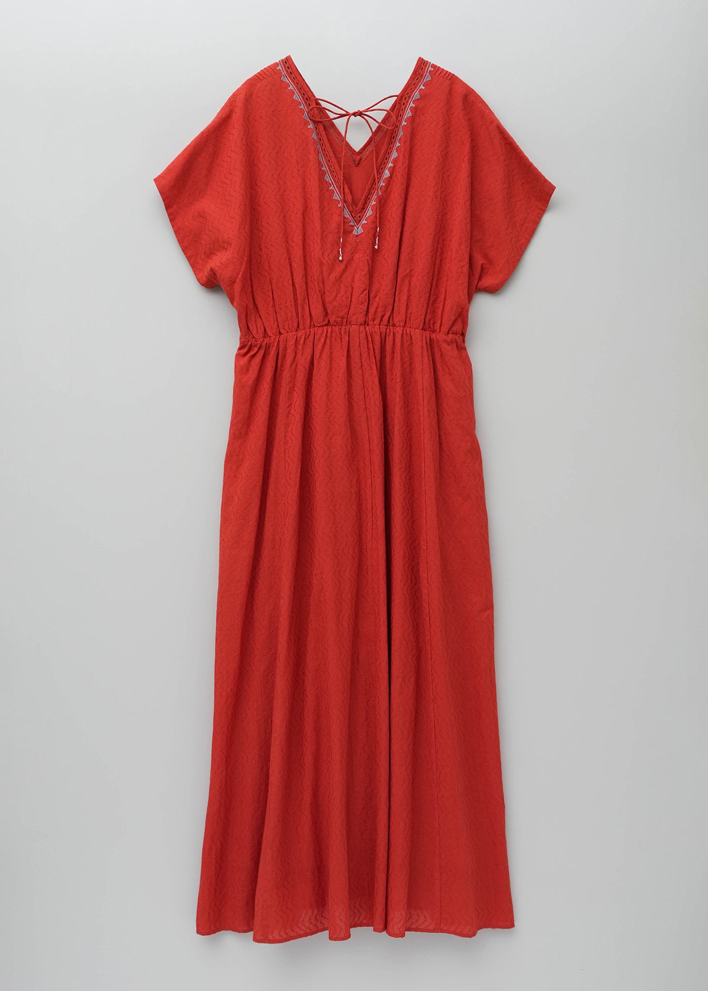 Cotton Dobby Cross Stitch Embroidery French Sleeve Dress