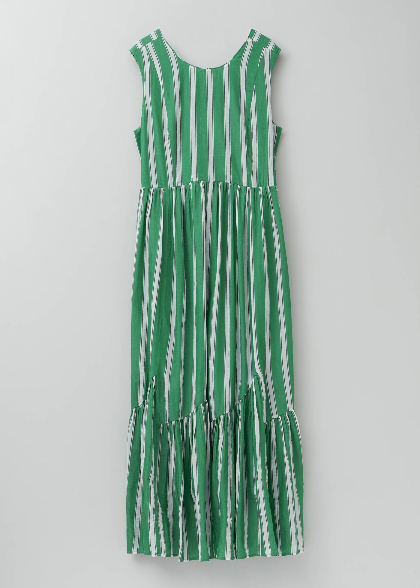 【5月上旬お届け予定】Cotton Voile Stripe Sleeveless Slant Panel Dress