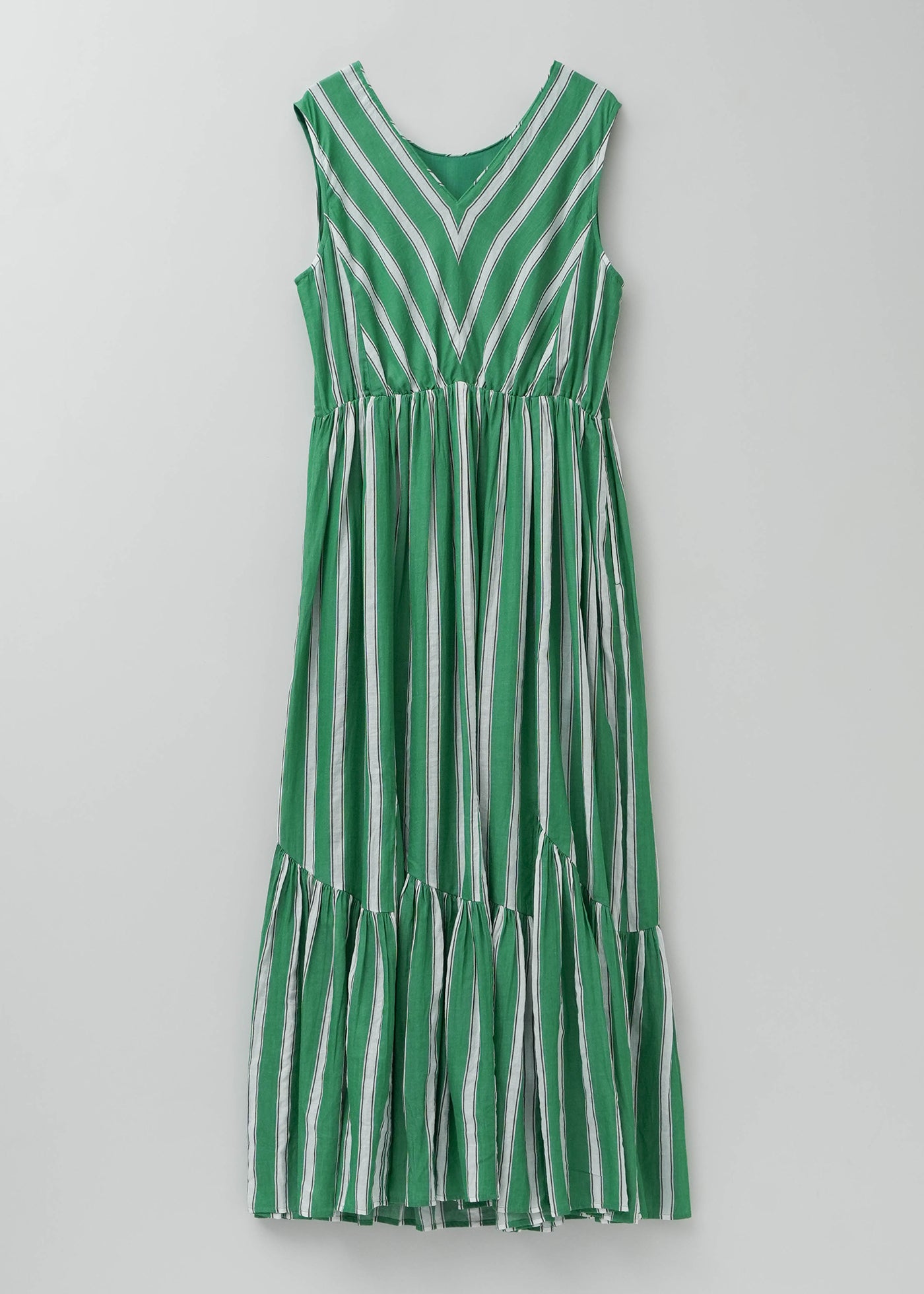 Cotton Voile Stripe Sleeveless Slant Panel Dress | Pasand by ne
