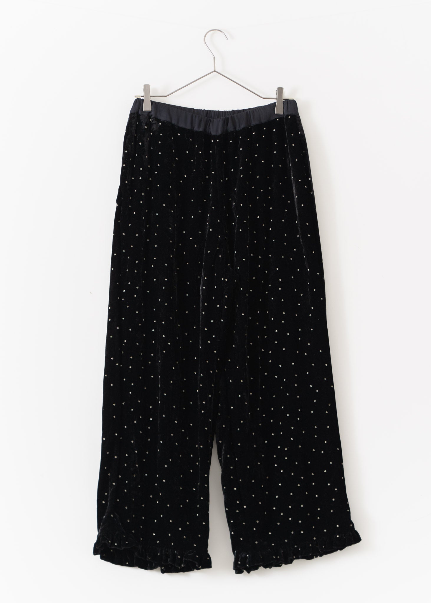 Velvet Glitter Print Frill Pants