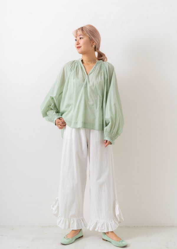 Crimp Cotton Frill Pants | Pasand by ne Quittez pas | パサンドバイ