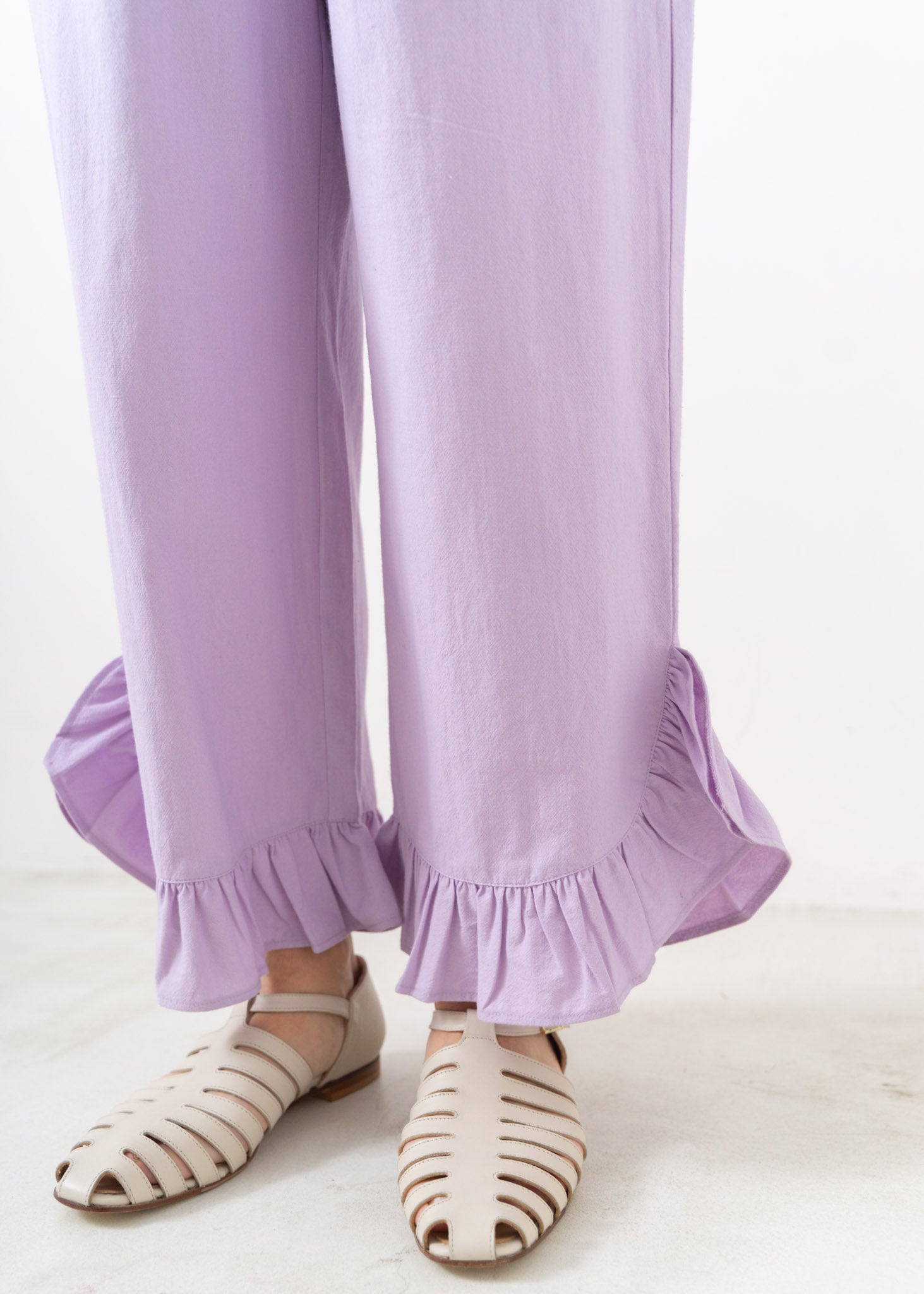 Crimp Cotton Frill Pants | Pasand by ne Quittez pas | パサンドバイ 