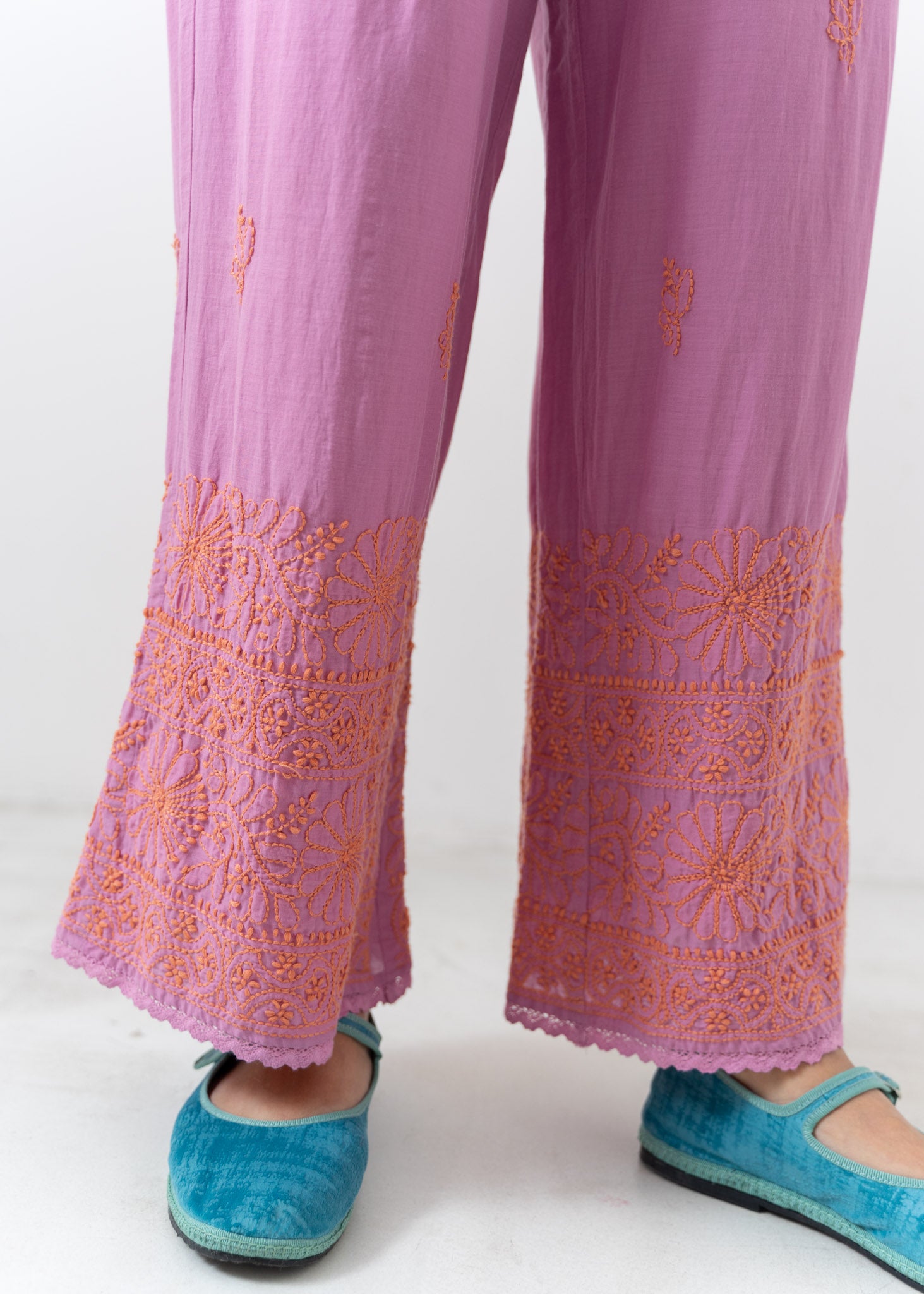 Cotton Voile Lucknow Embroidery Pants
