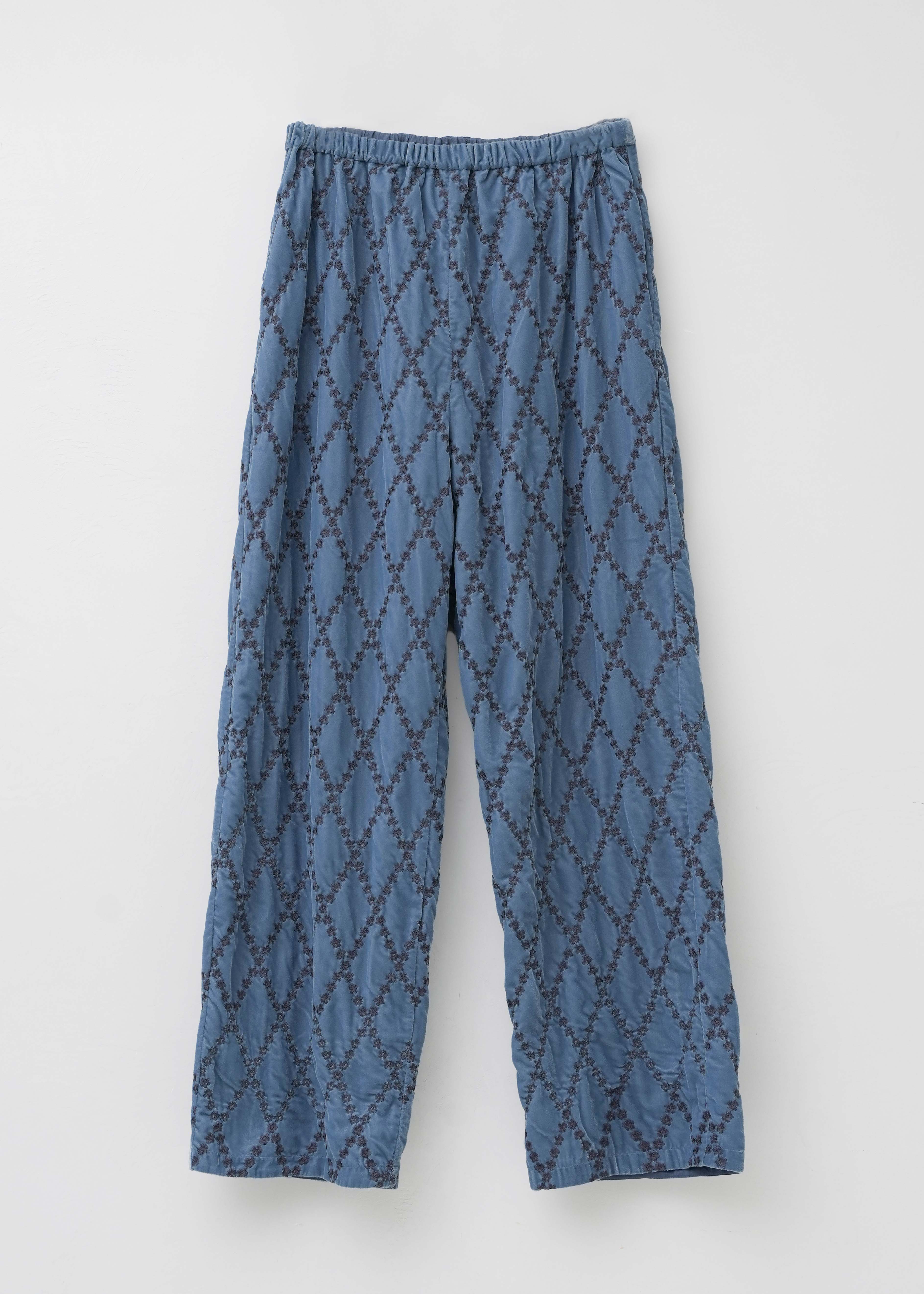 【10月中旬お届け予定】Velvet Flower Argyle Embroidery Pants