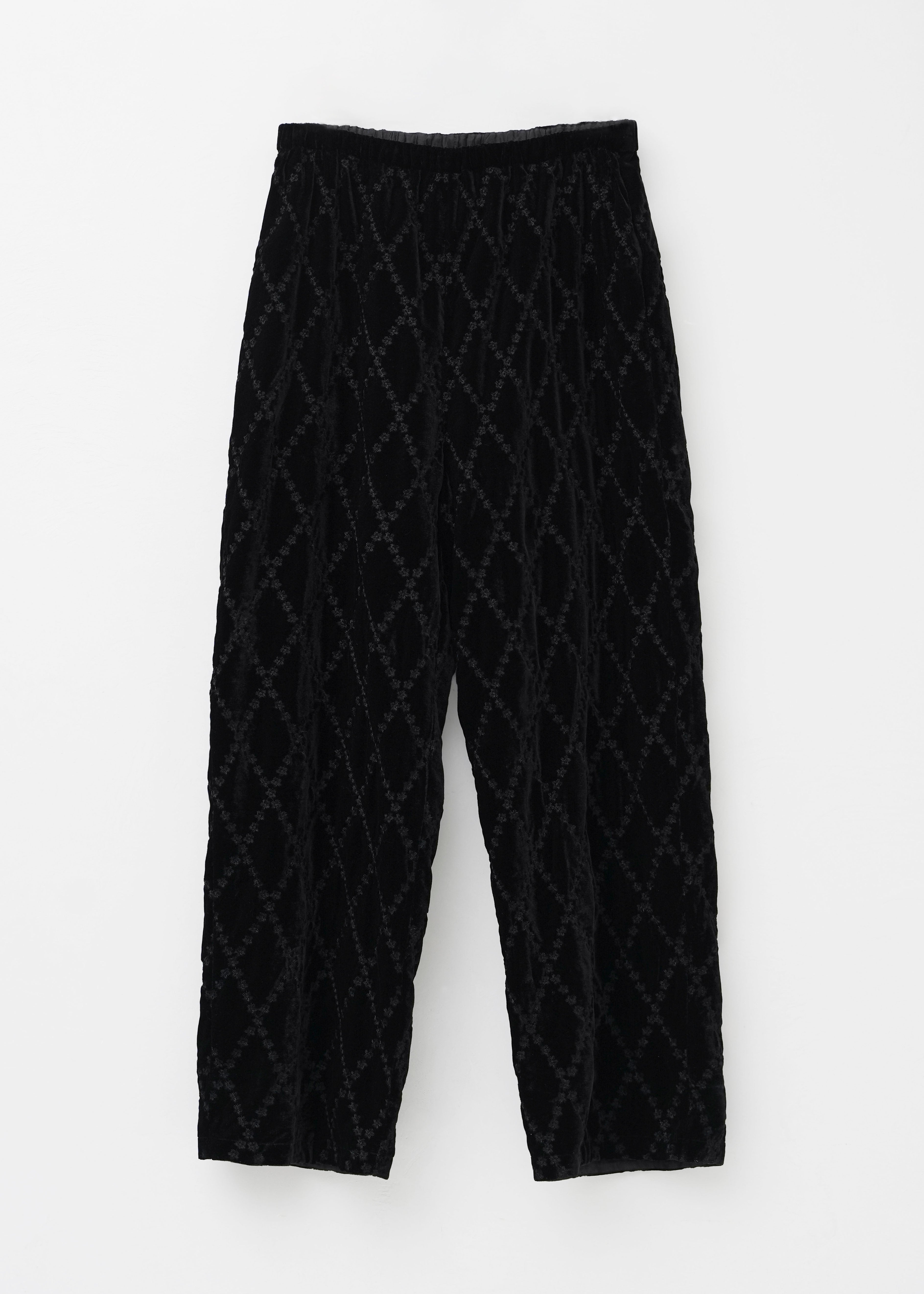 【10月中旬お届け予定】Velvet Flower Argyle Embroidery Pants