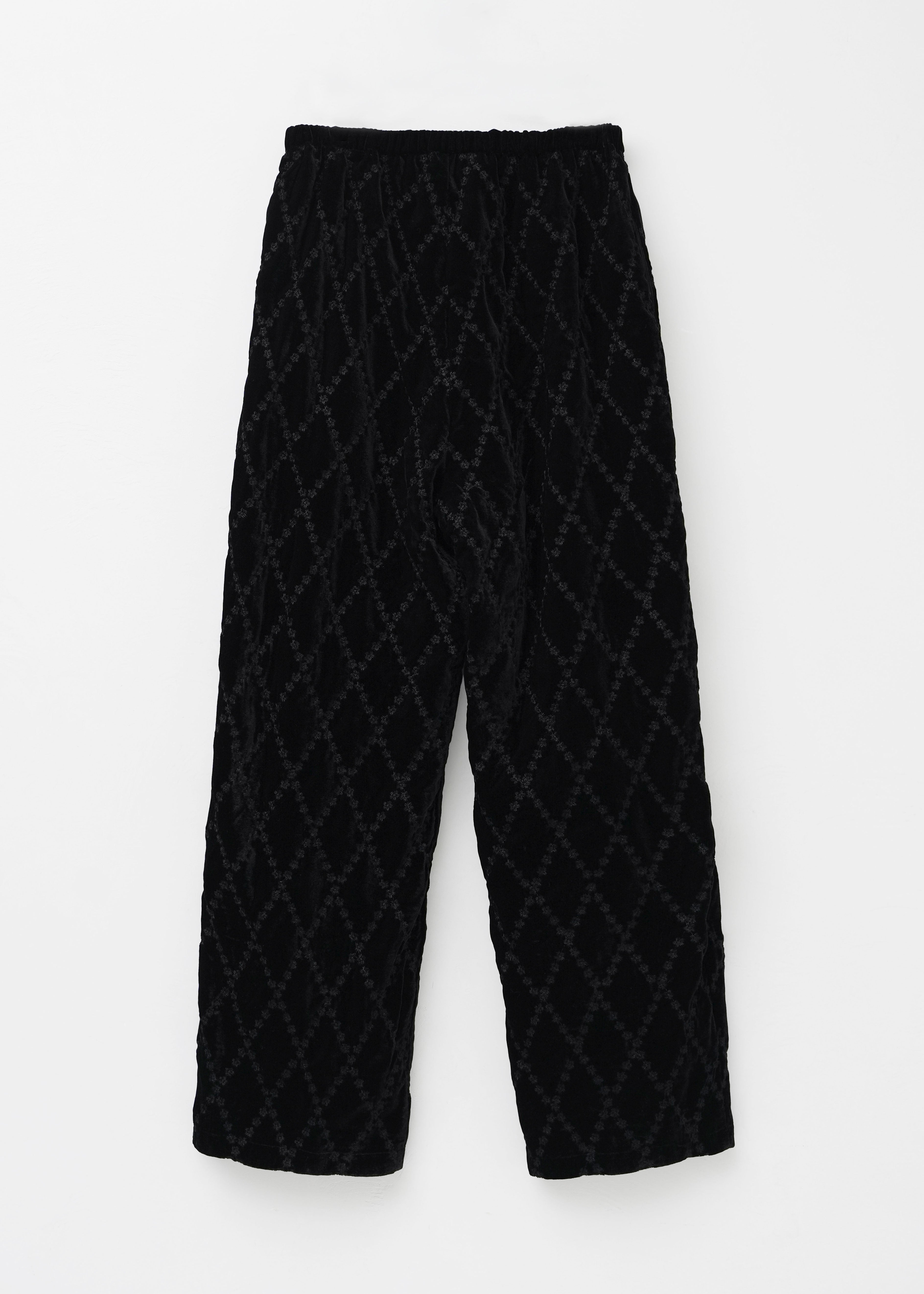 【10月中旬お届け予定】Velvet Flower Argyle Embroidery Pants