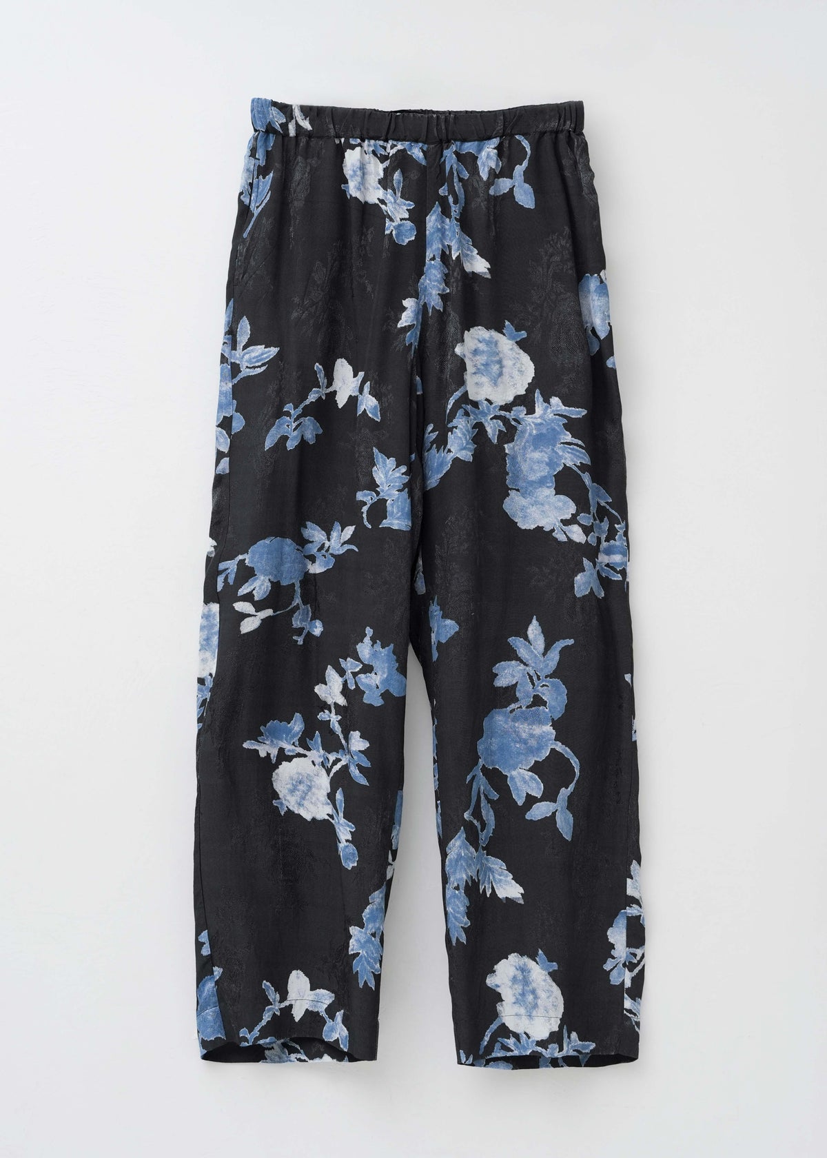 Rayon Jacquard Rose Print Pants