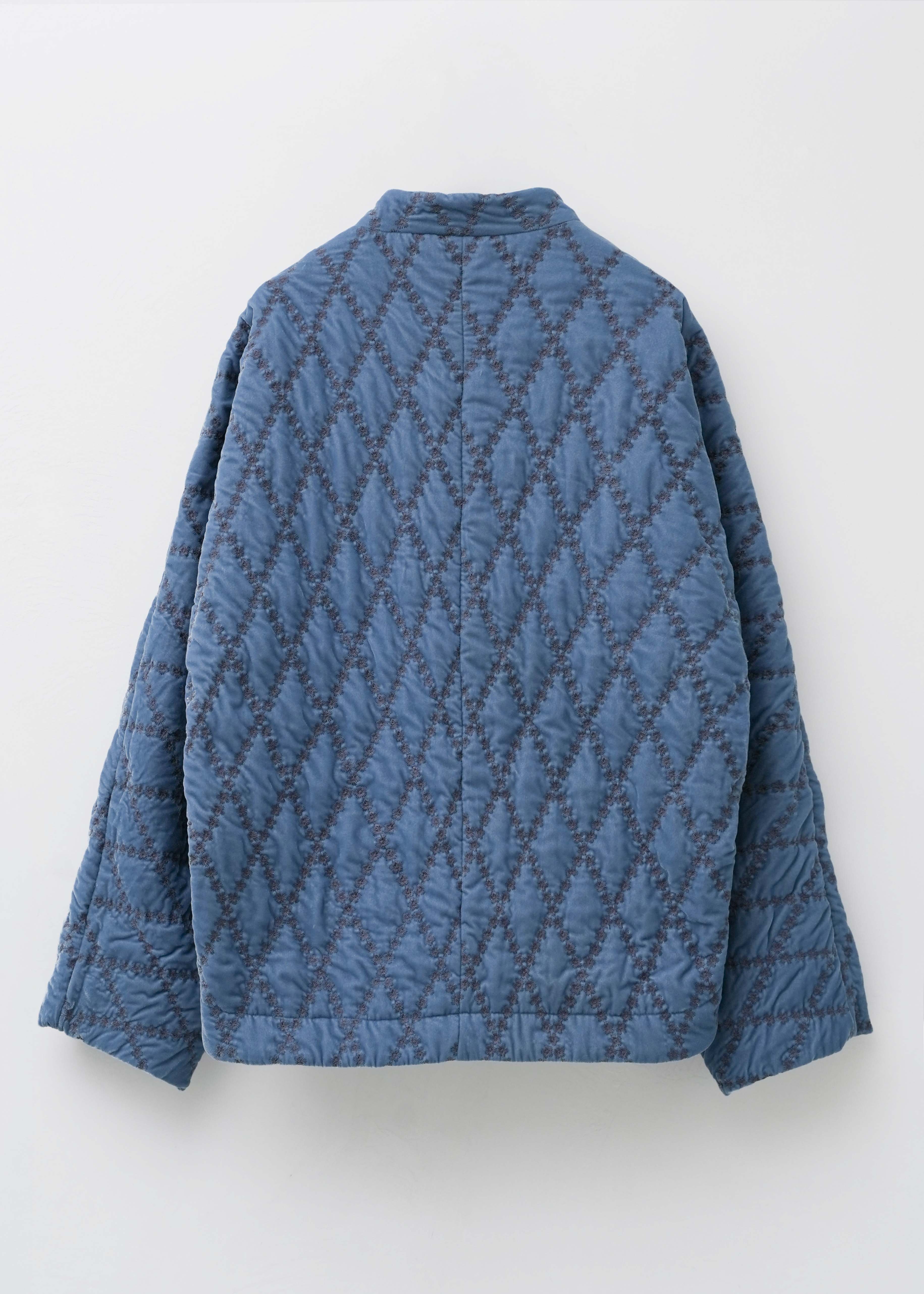 【10月中旬お届け予定】Velvet Flower Argyle Embroidery Quilted Jacket