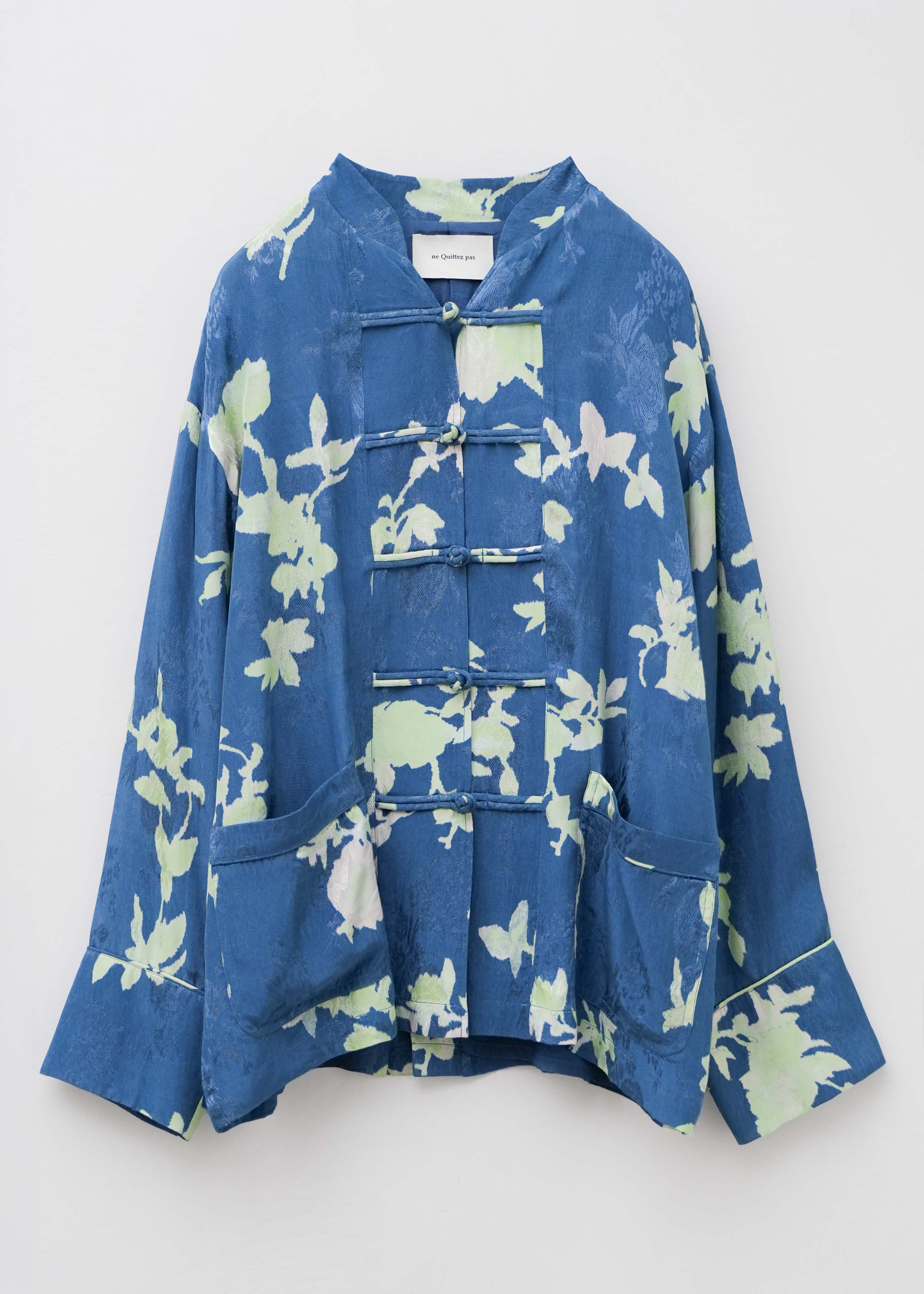 Rayon Jacquard Rose Print China Jacket | Pasand by ne Quittez pas
