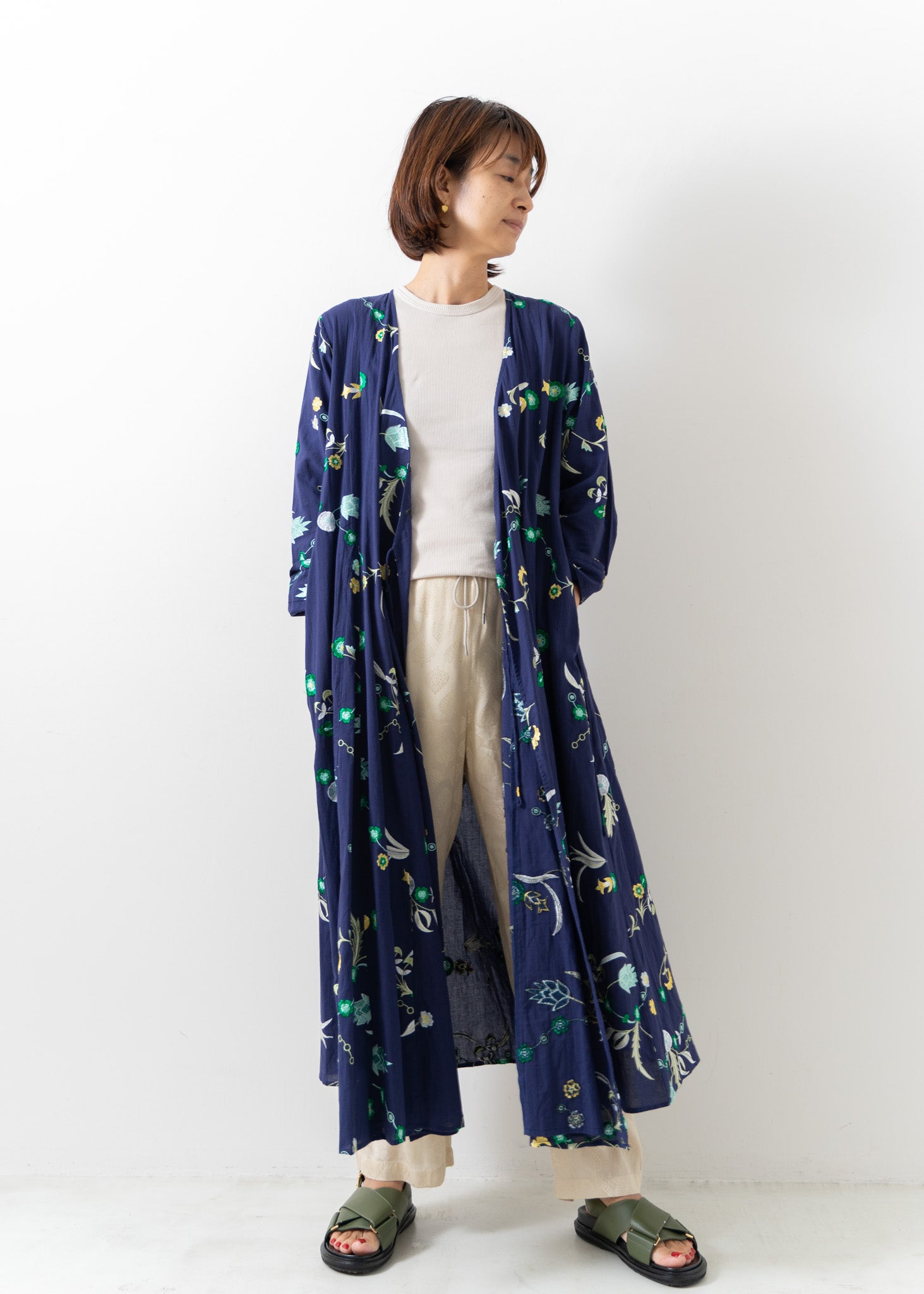 Cotton Herbarium Embroidery Gown