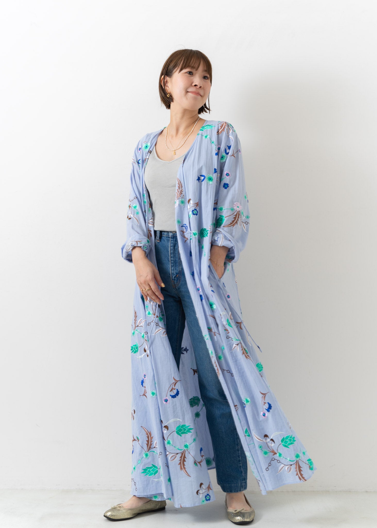 Cotton Herbarium Embroidery Gown