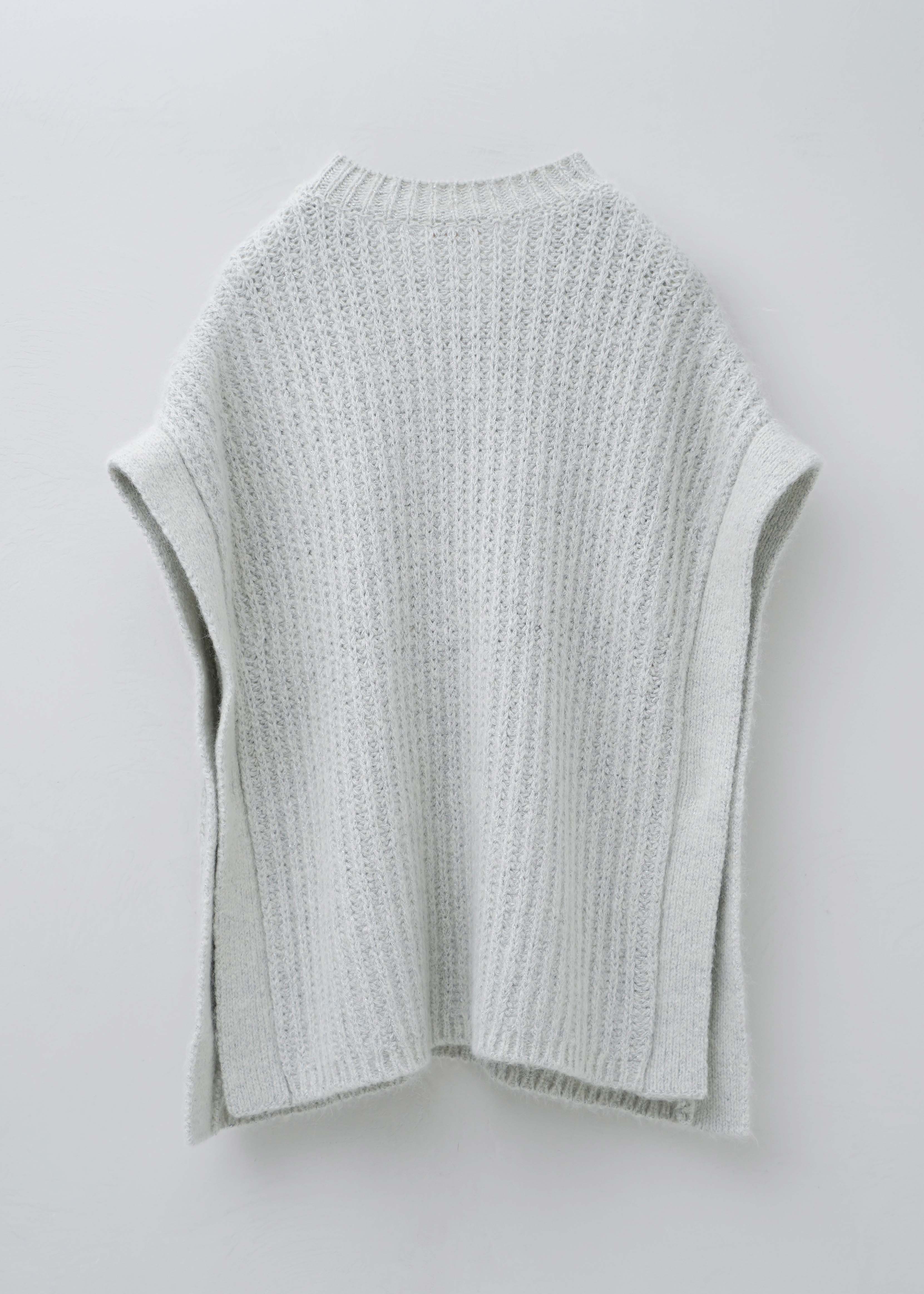 【10月中旬お届け予定】Alpaca Lurex Rib Knit Poncho