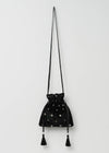 【7/8 10時発売】Velvet Embroidery Drawstring Shoulder Bag