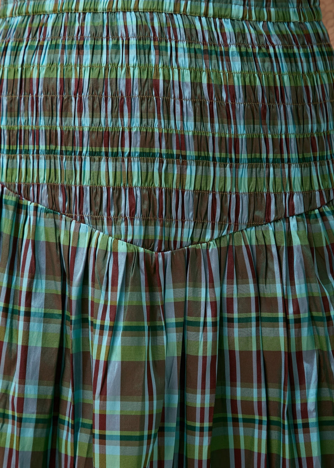 Poly Taffeta Shirring Skirt