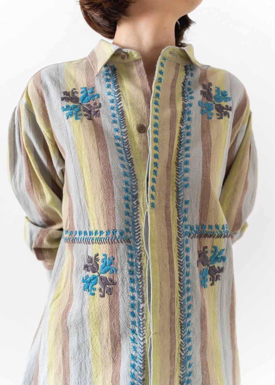 Wide Stripe Embroidery Shirt