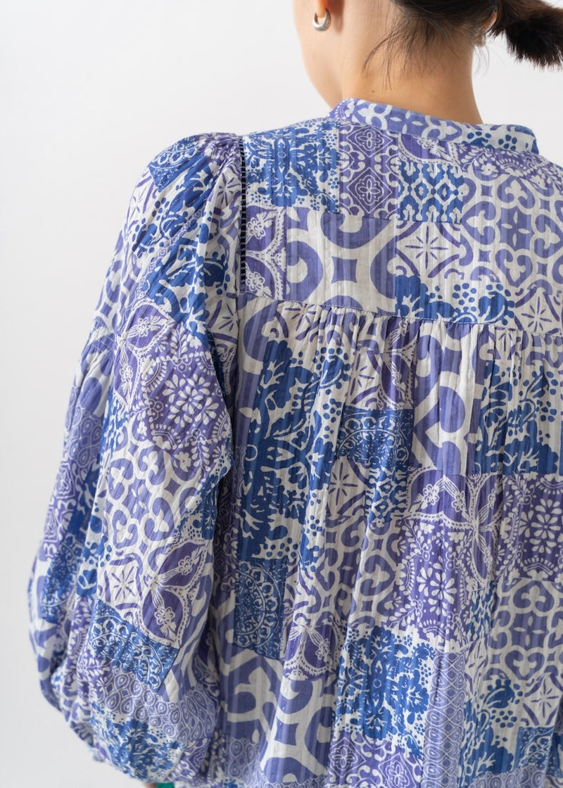 オンラインストア限定】Tile Pattern Shirring Top | Pasand by ne 