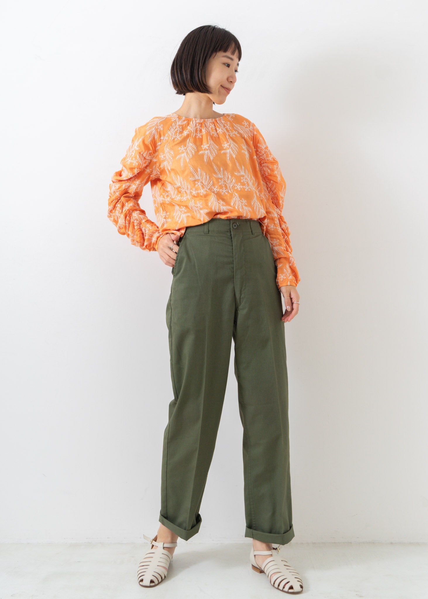 Botanical Embroidery Gather Top