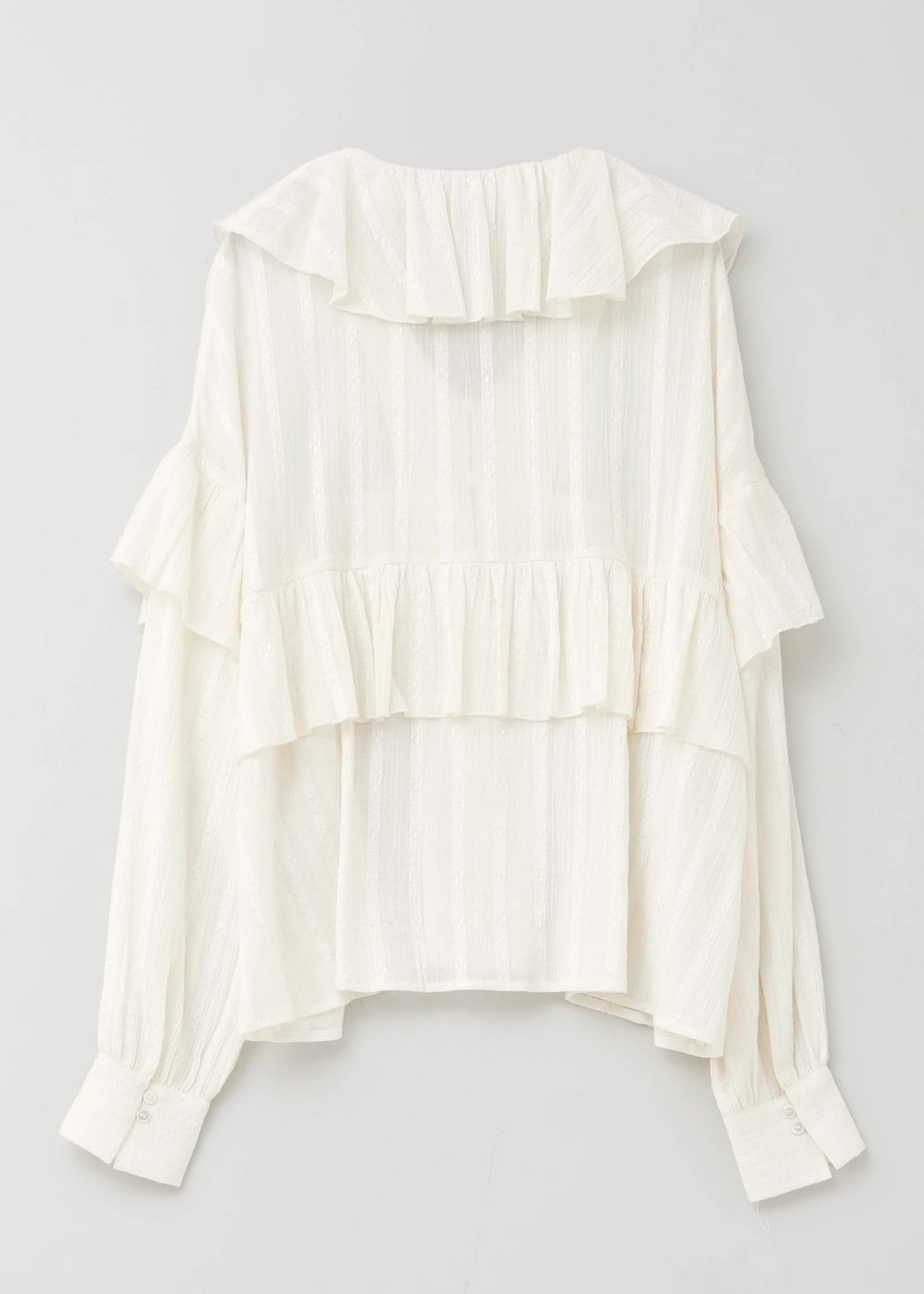 Cotton Jacquard Frill Top