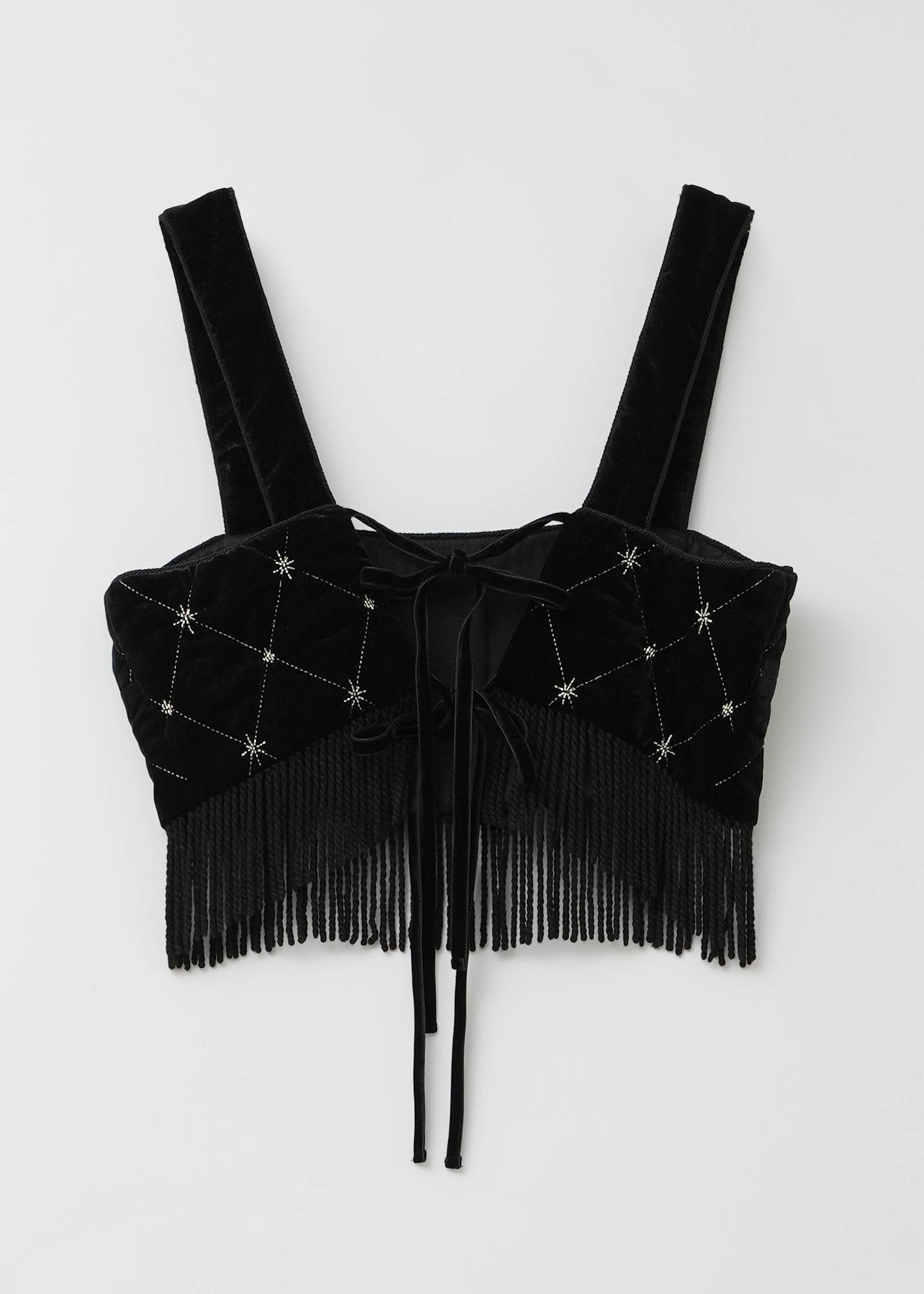 Velvet Beads Embroidery Bustier