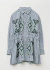 Cotton Aari Embroidery Stripe Shirt