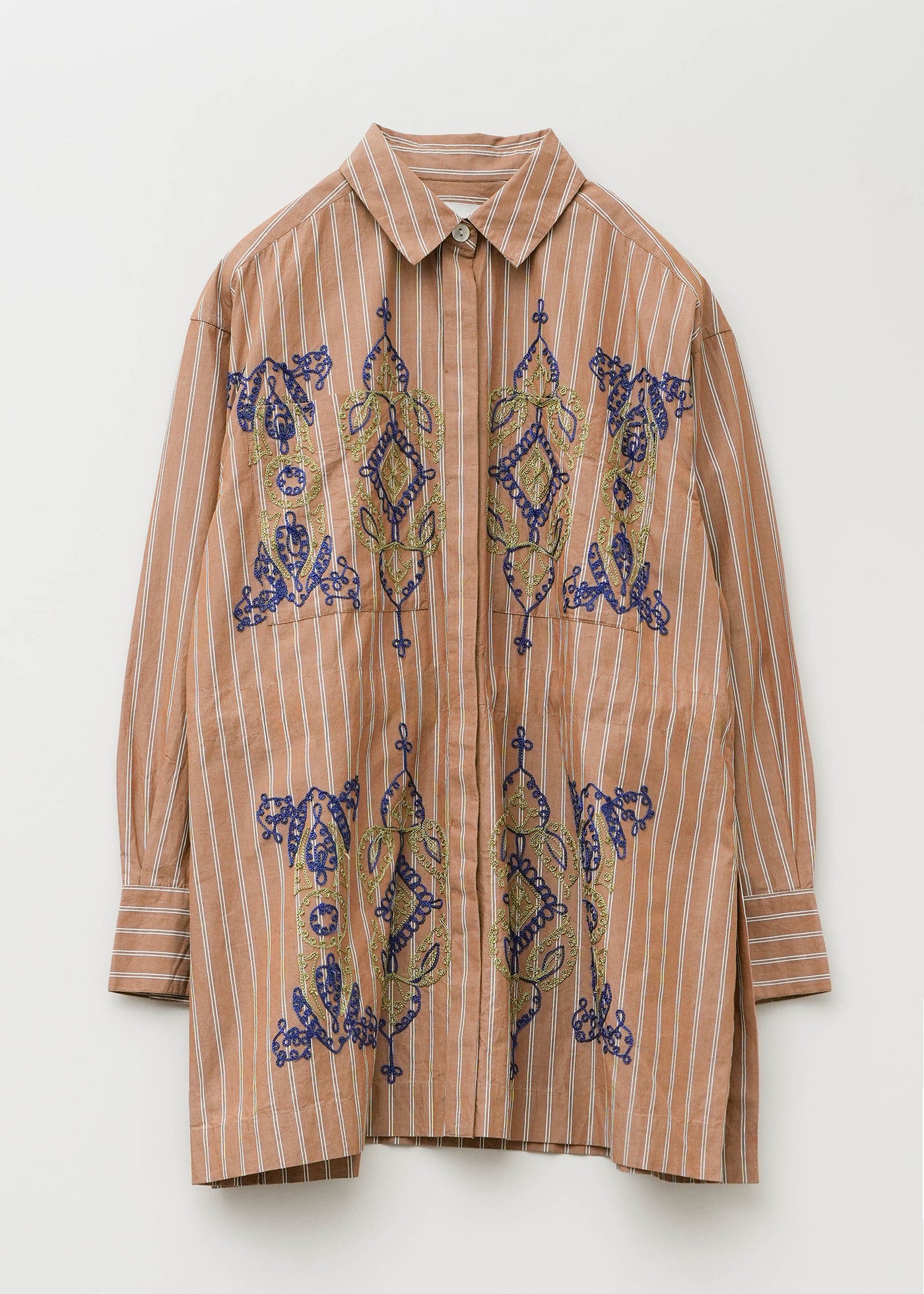 Cotton Aari Embroidery Stripe Shirt | Pasand by ne Quittez pas