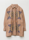 Cotton Aari Embroidery Stripe Shirt