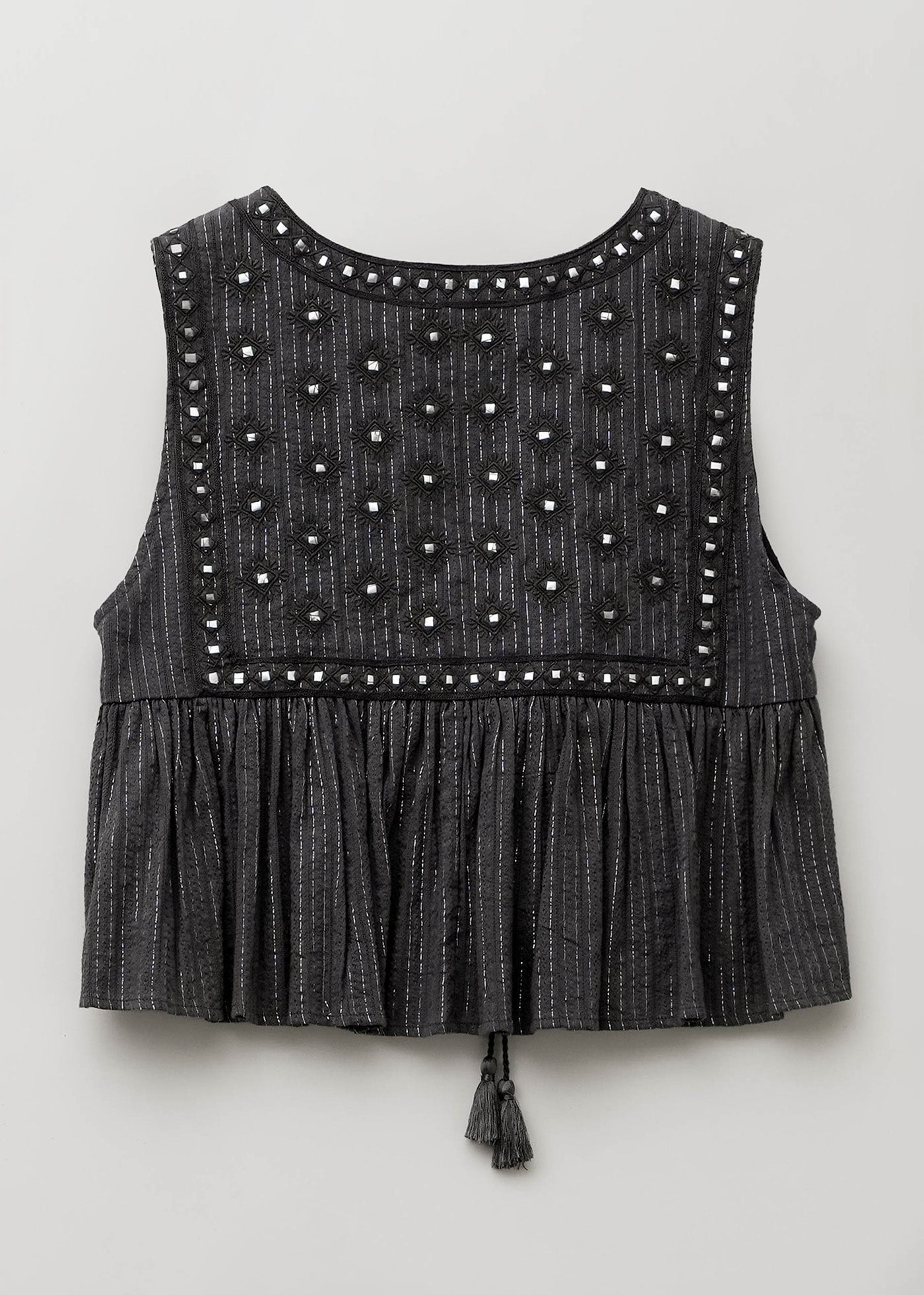 Cotton Jacquard Mirror Embroidery Top