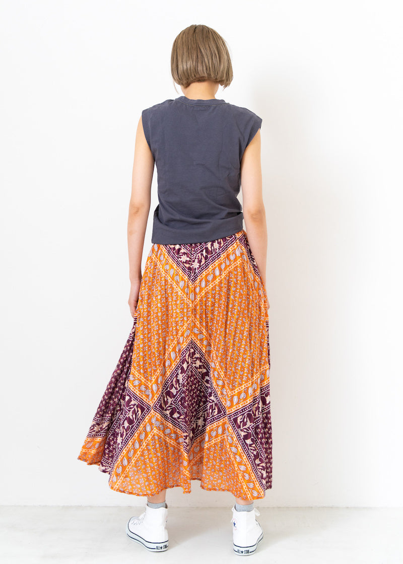 Cotton Block Pattern Skirt