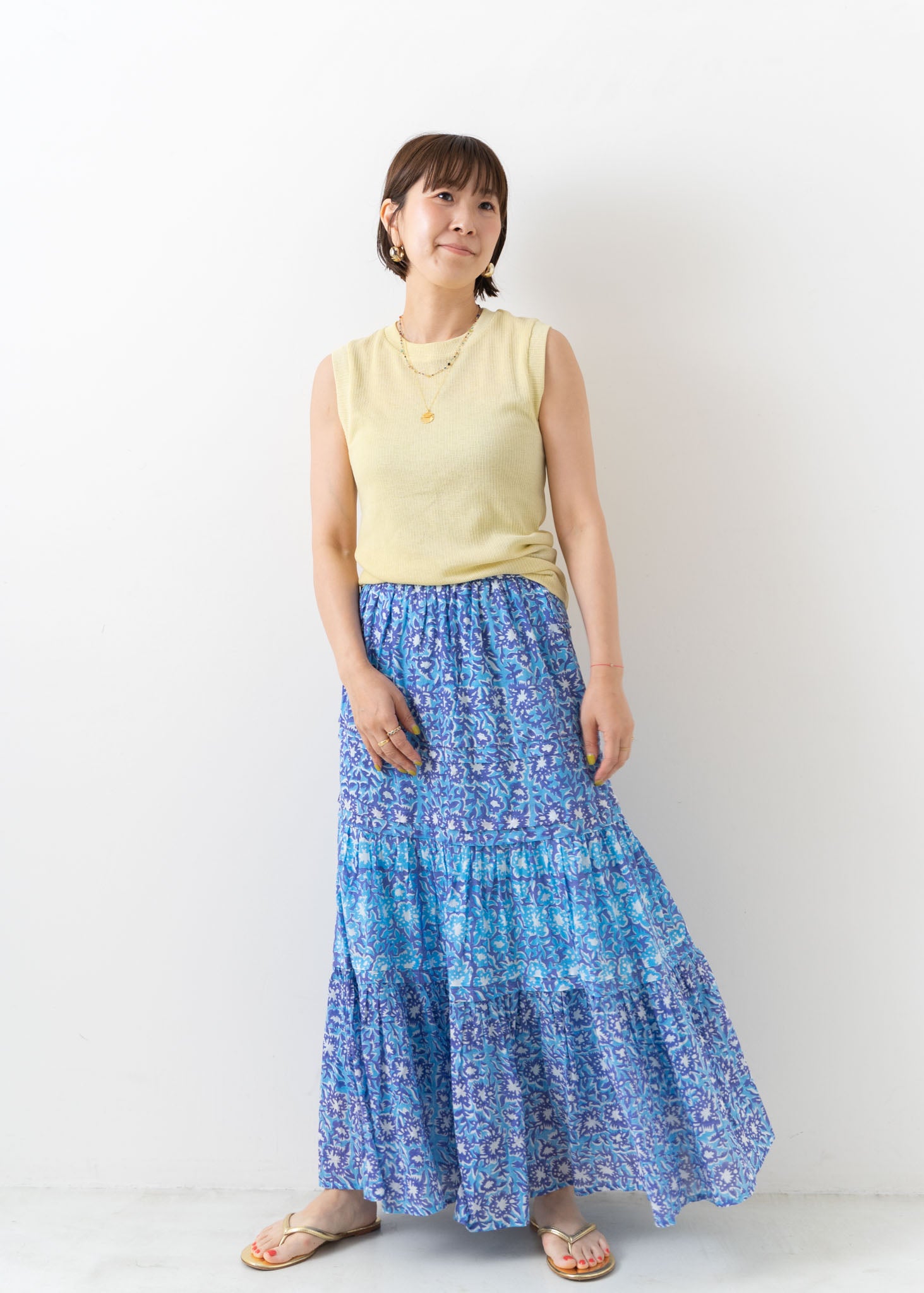 Cotton Block Flower Print Tuck Skirt | Pasand by ne Quittez pas 