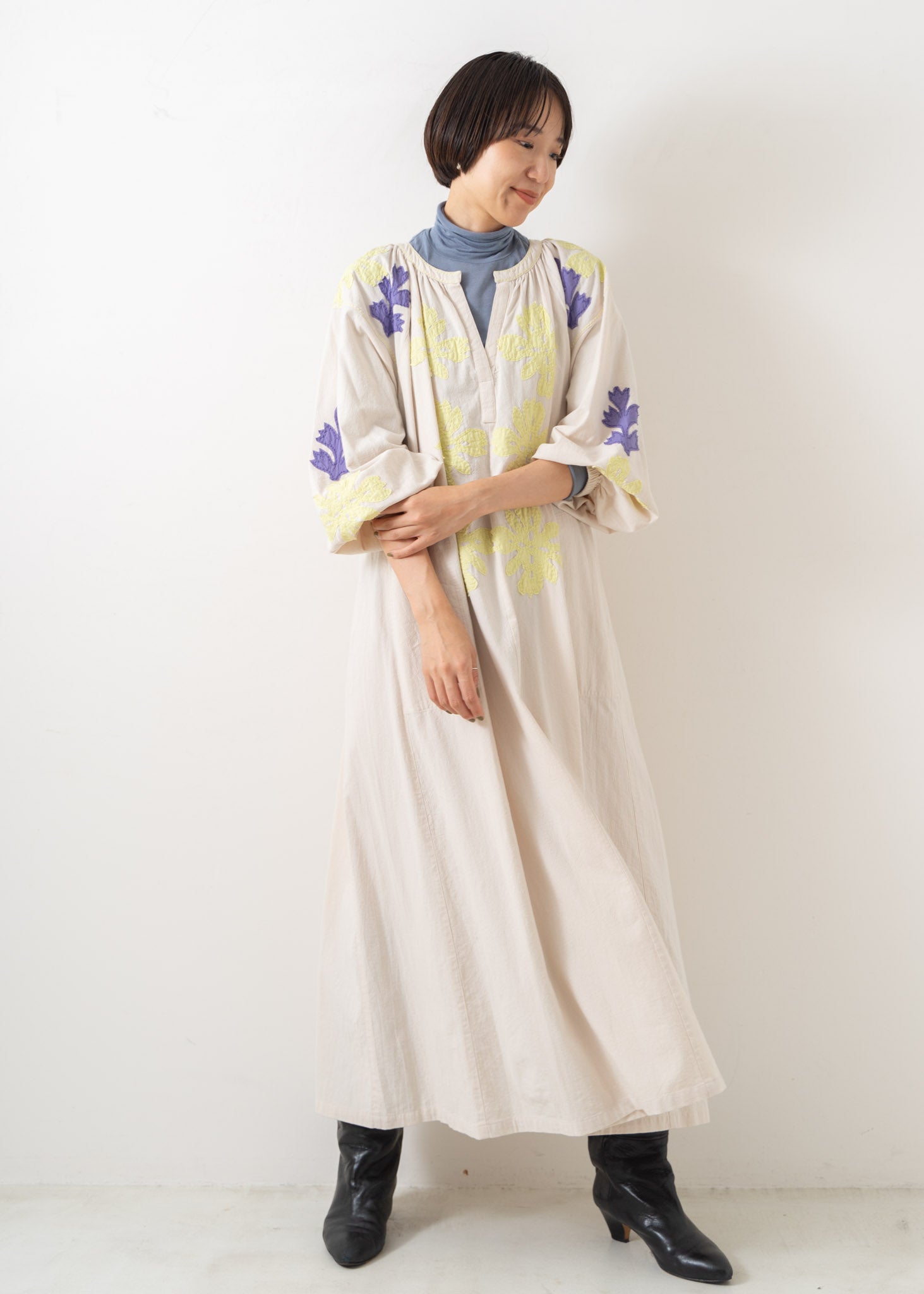 Cotton Flower Patchwork Dress | Pasand by ne Quittez pas | パサンドバイヌキテパ