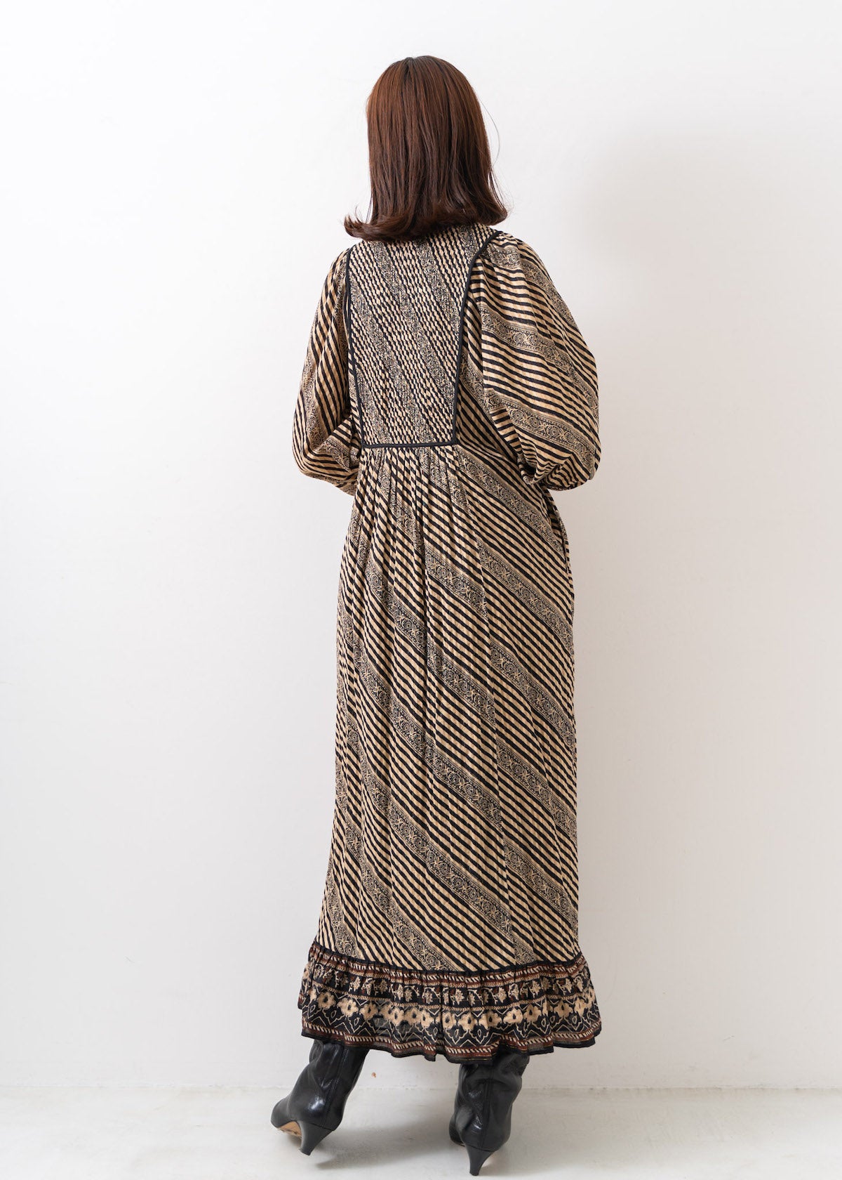 Cotton Stripe Ethnic Print Dress | Pasand by ne Quittez pas