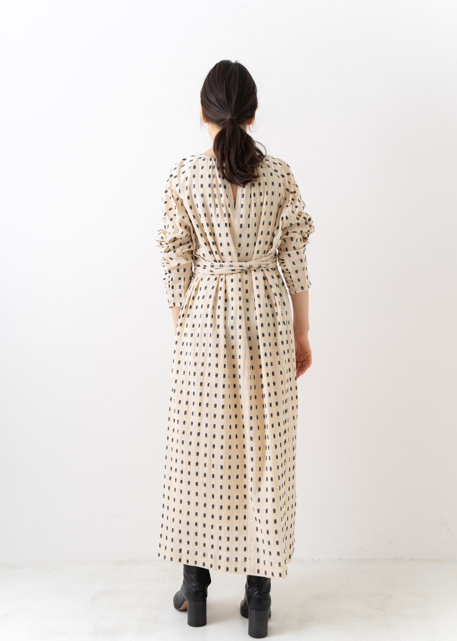 Cotton Cut Jacquard Gather Dress