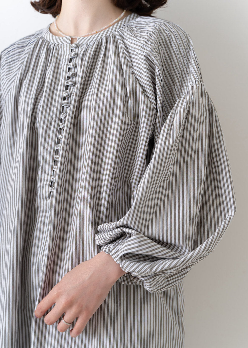 Cotton Stripe Volume Sleeve Dress | Pasand by ne Quittez pas 